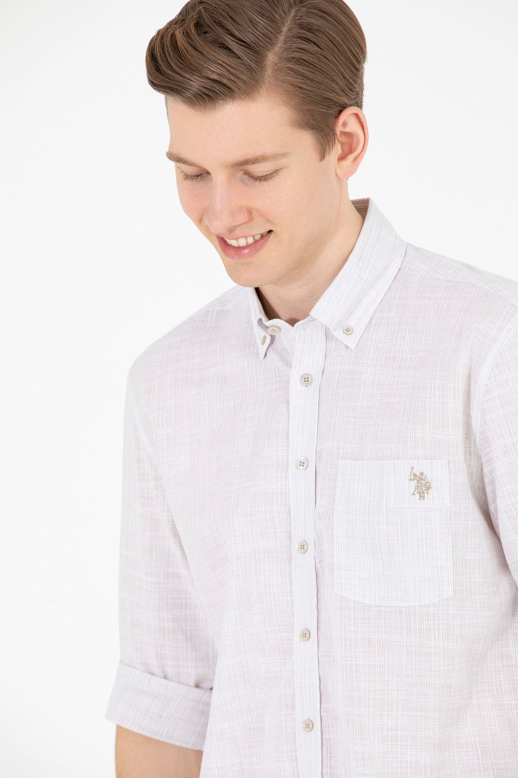 U. S. Polo Assn Мужская рубашка с длинным рукавом Stone - U.s. polo assn фото 2