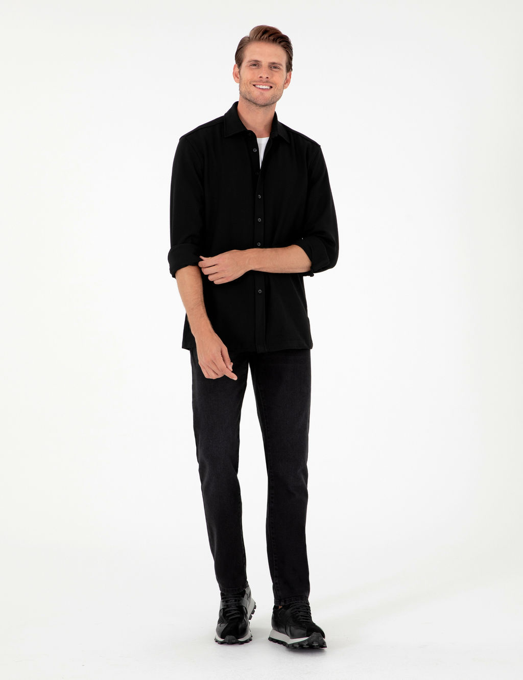 Siyah Regular Fit Uzun Kollu G_mlek