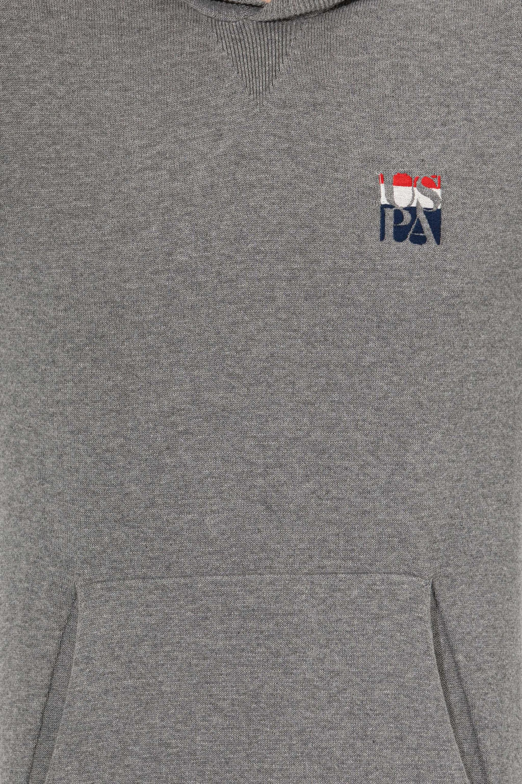 U. S. Polo Assn Мужской серый меланжевый вязаный свитер с капюшоном - U.s. polo assn фото 6