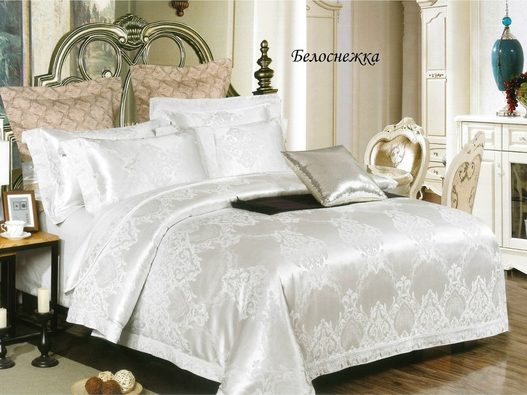 Комплект постельного белья Белоснежка, САТИН-ЖАККАРД семейный