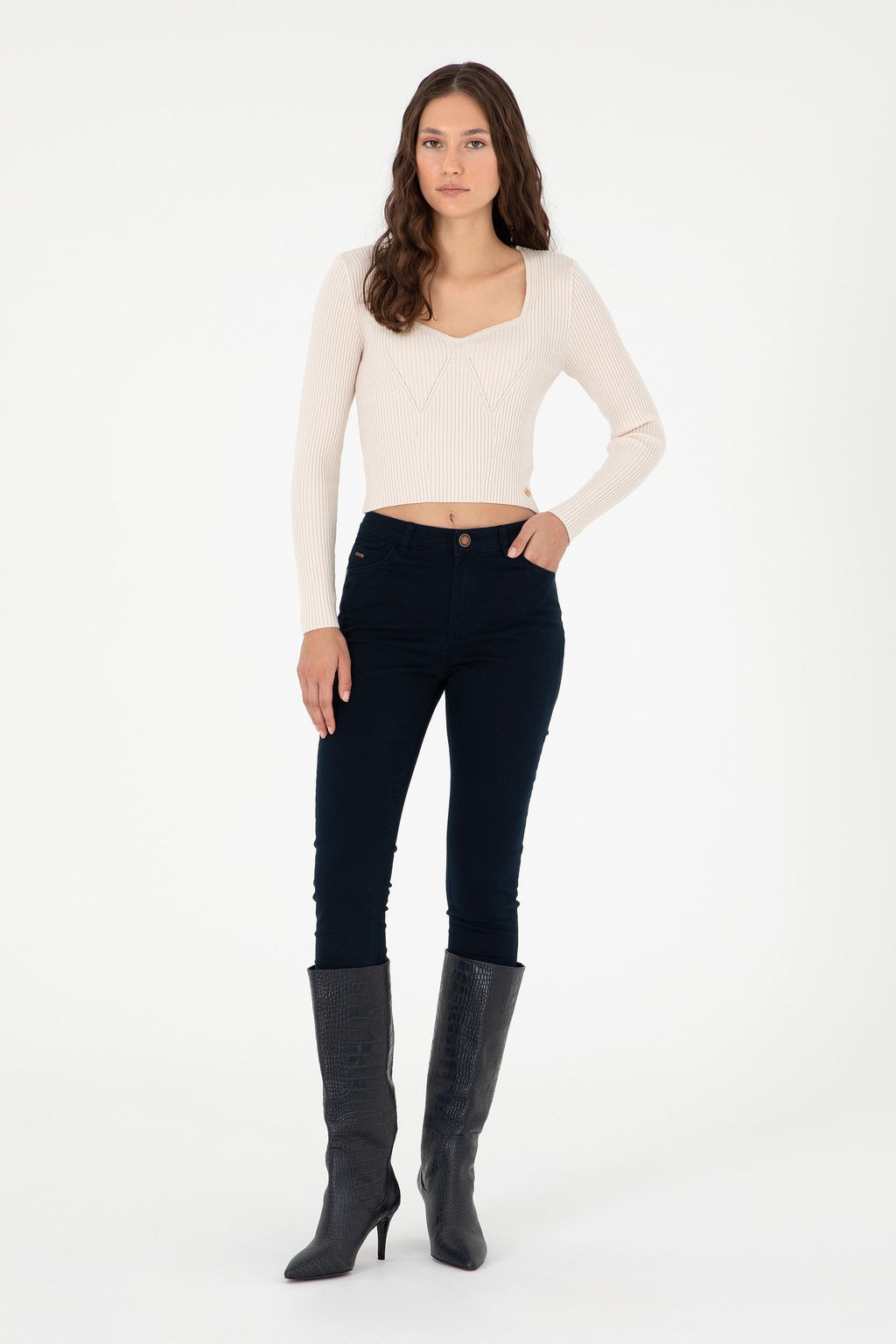 Женский кремовый свитер Неожиданная скидка в корзине - U.s. polo assn фото 4