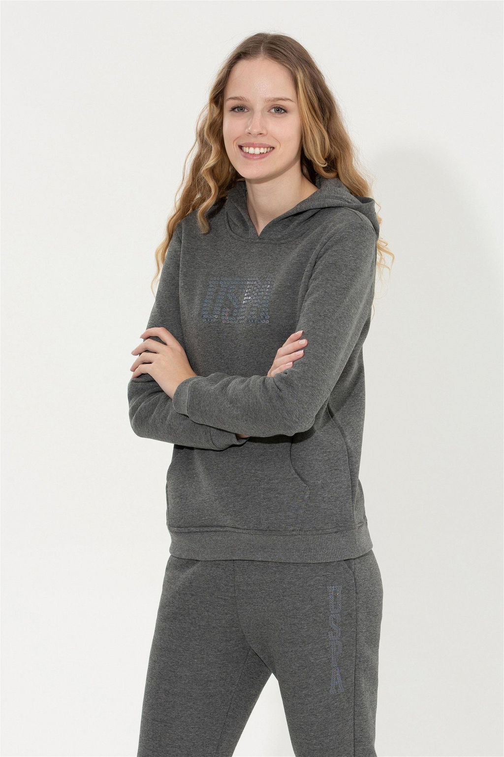 Женский базовый свитшот антрацитового меланжа Неожиданная скидка в корзине - U.s. polo assn фото 3