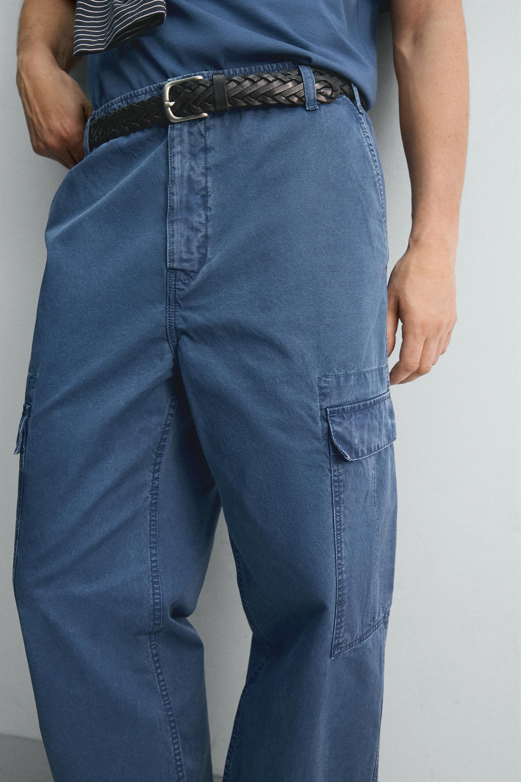 PANTAL?N CARGO RELAXED FIT LAVADO / Azul - Zara фото 5
