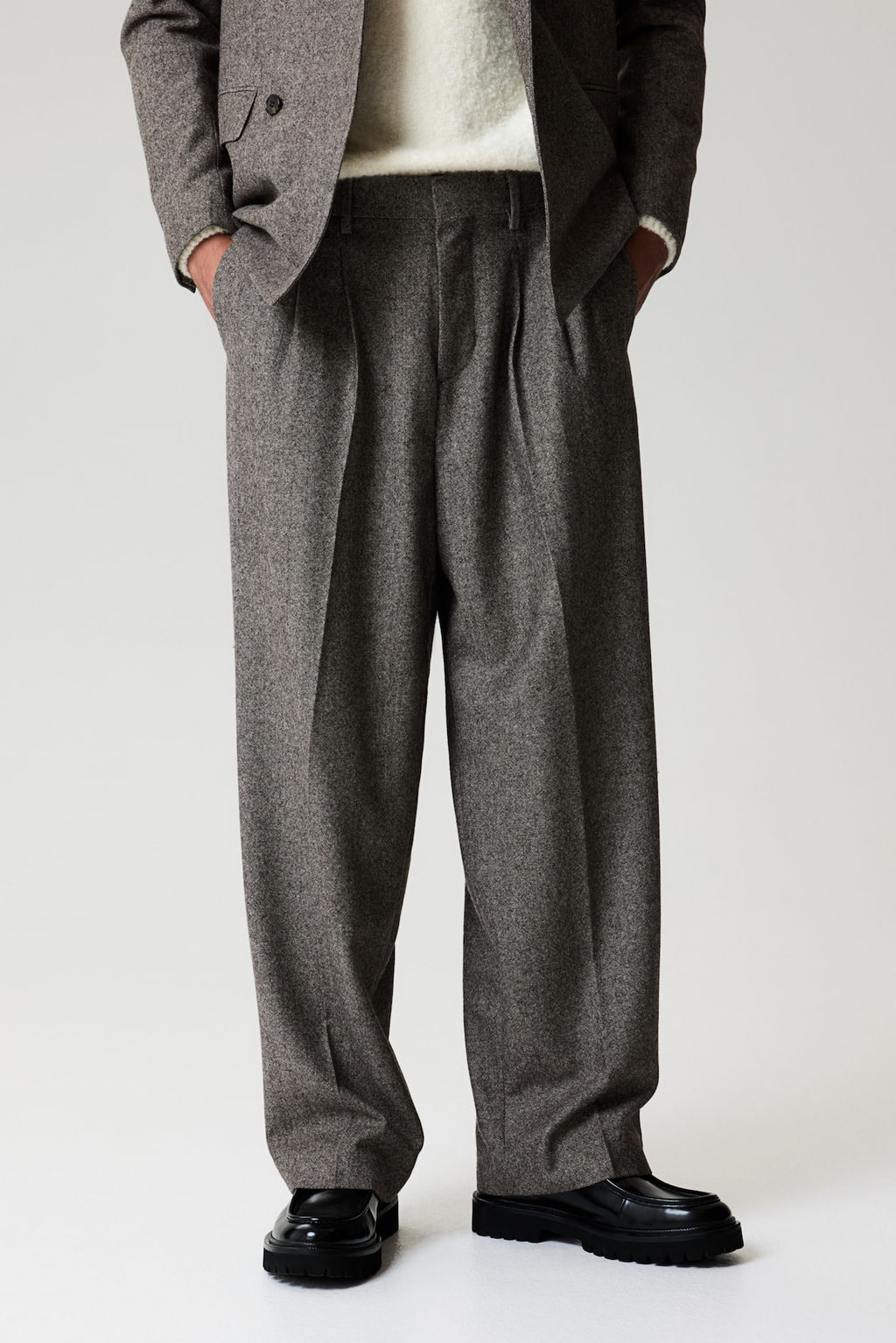 Pantalon en mezcla de lana Loose Fit - H&m фото 3