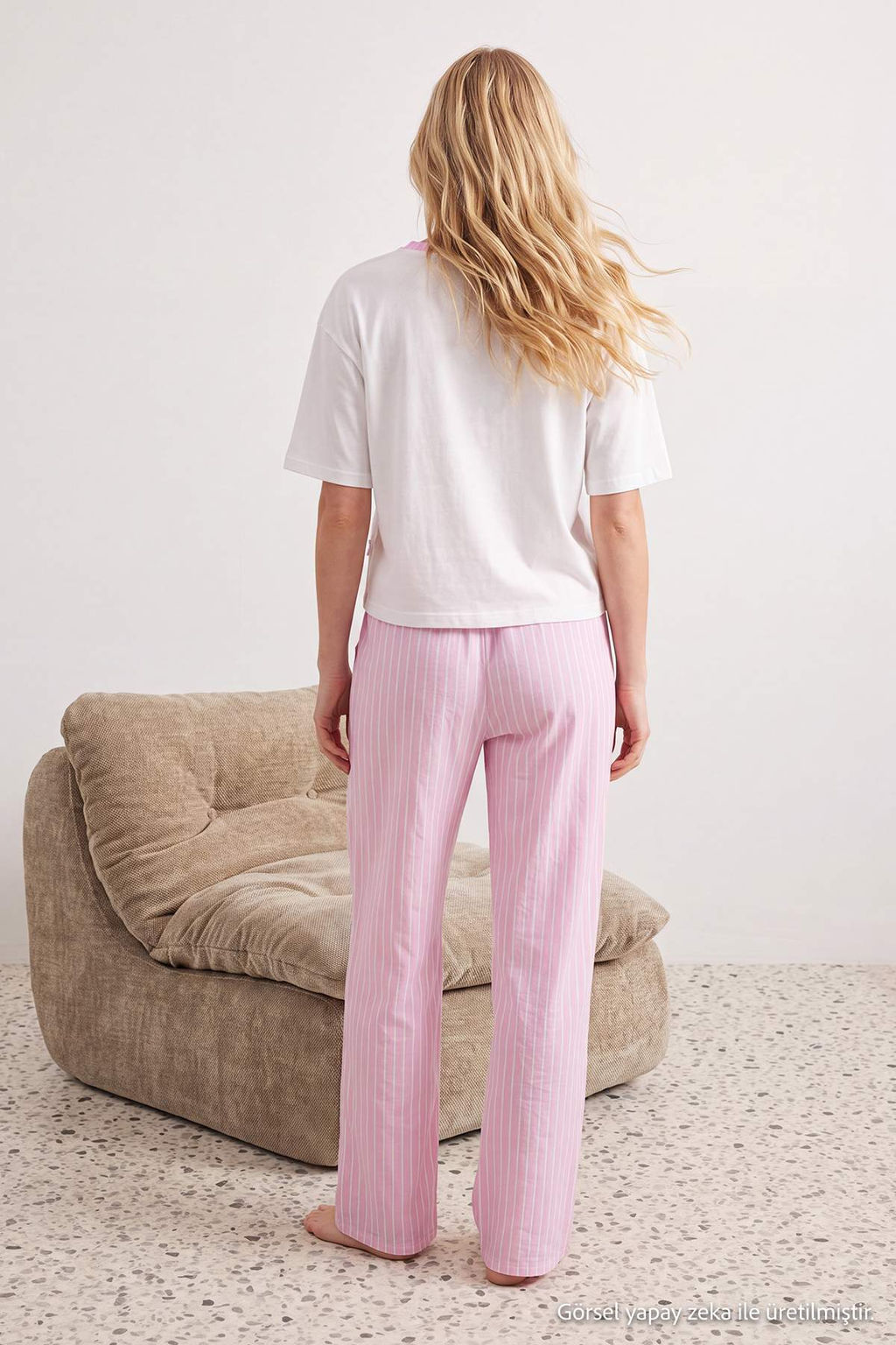 Beyaz-Pembe _izgili Cepli _rme Pijama Tak_m_ THMAW27PT00054 - Trendyolmilla фото 4