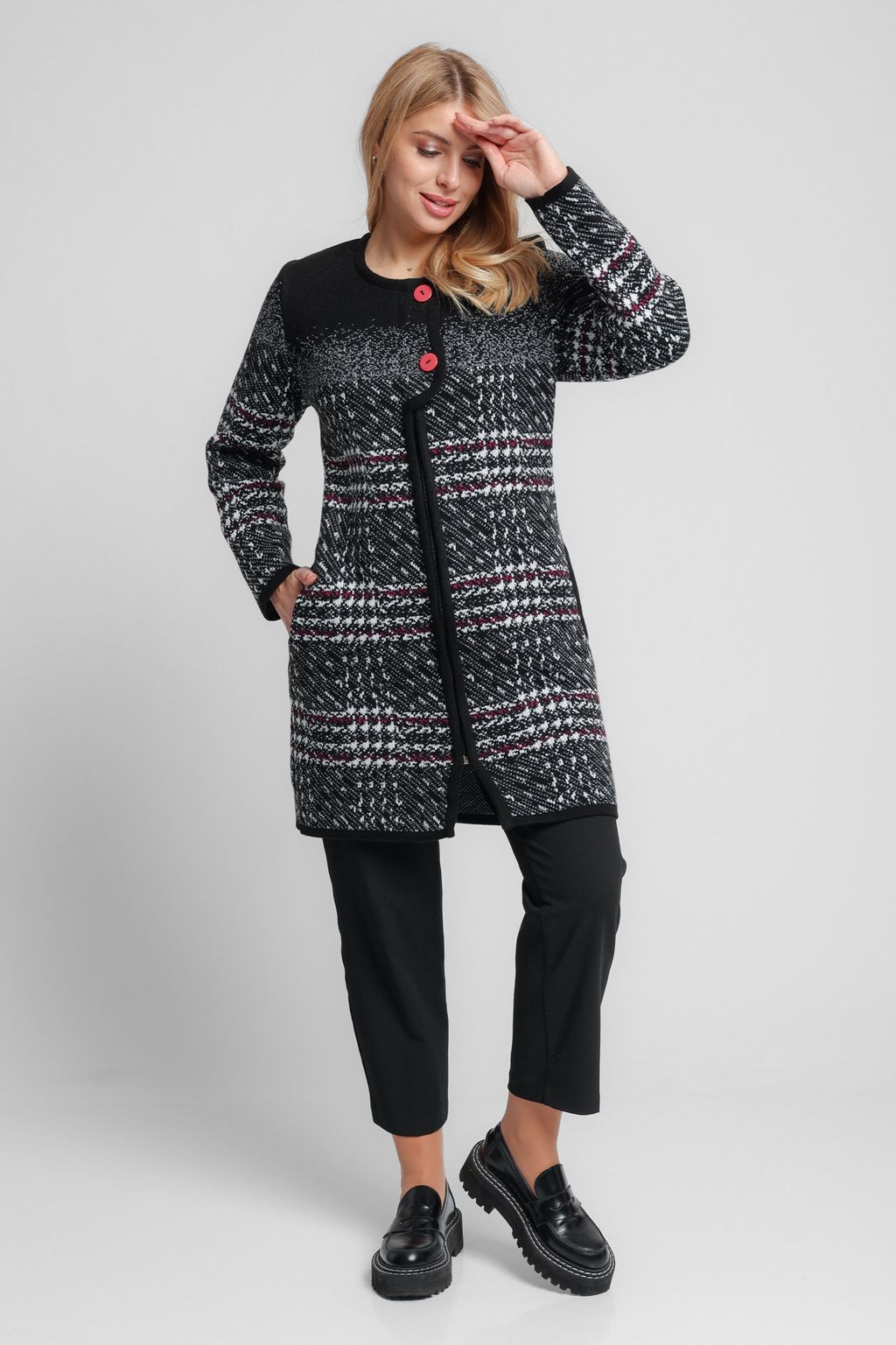 Кардиган В 1742/черно-ягодный (1330) - Злата Стиль фото 8