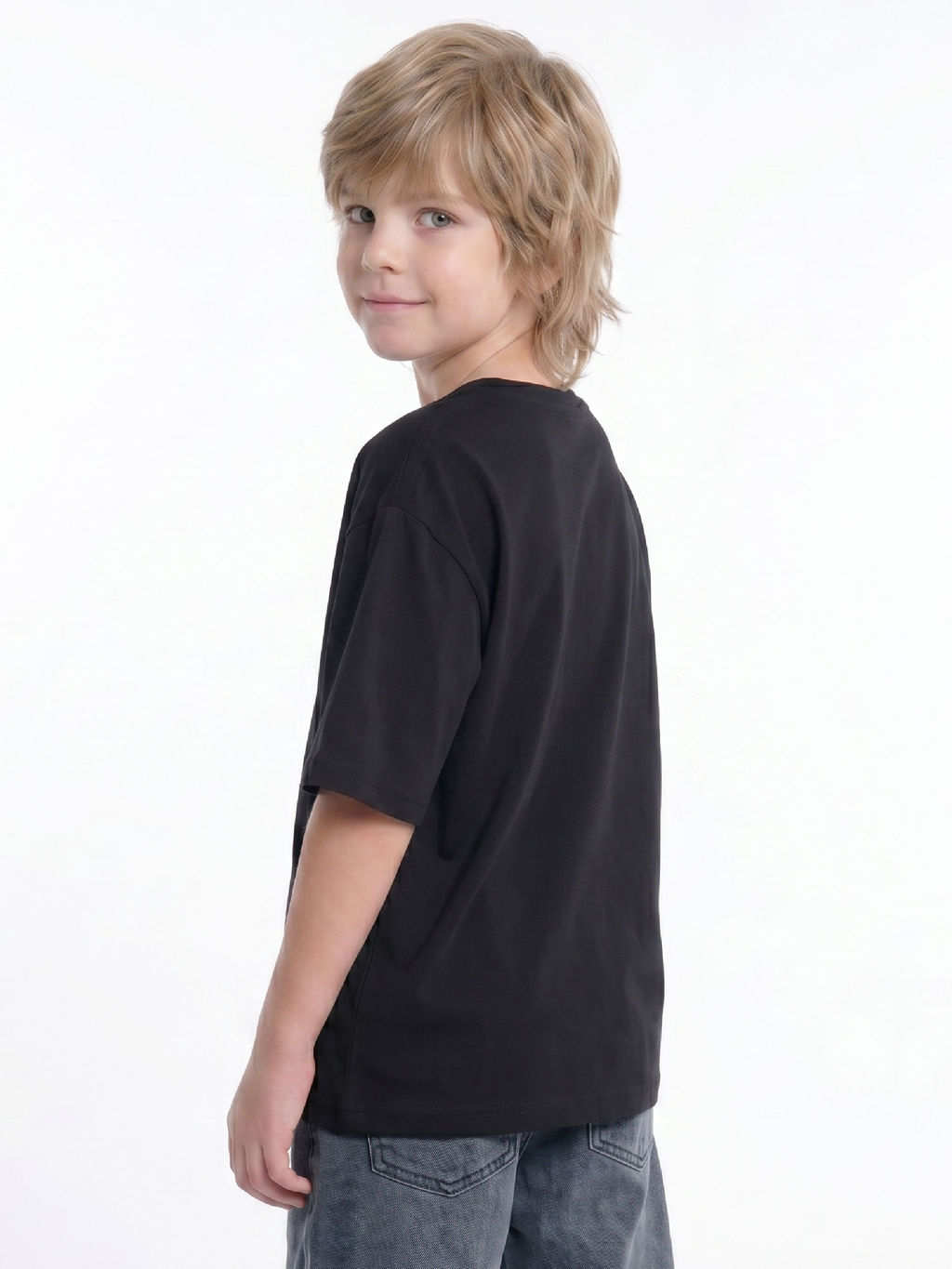 Футболка с белым принтом 22-9025 черный - Mini maxi фото 5