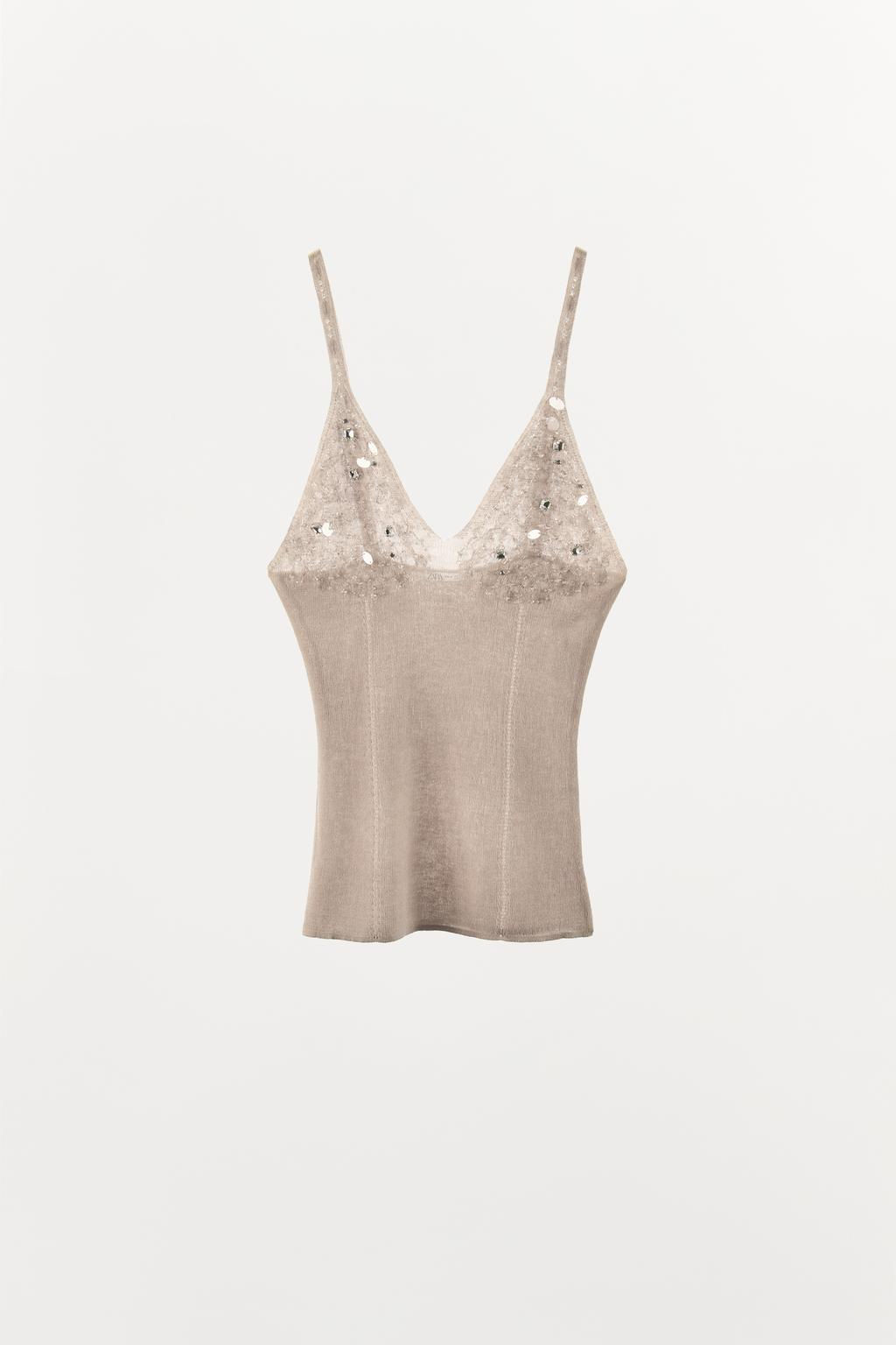 FINE KNIT TOP WITH JEWELS AND BEADS - Zara фото 5