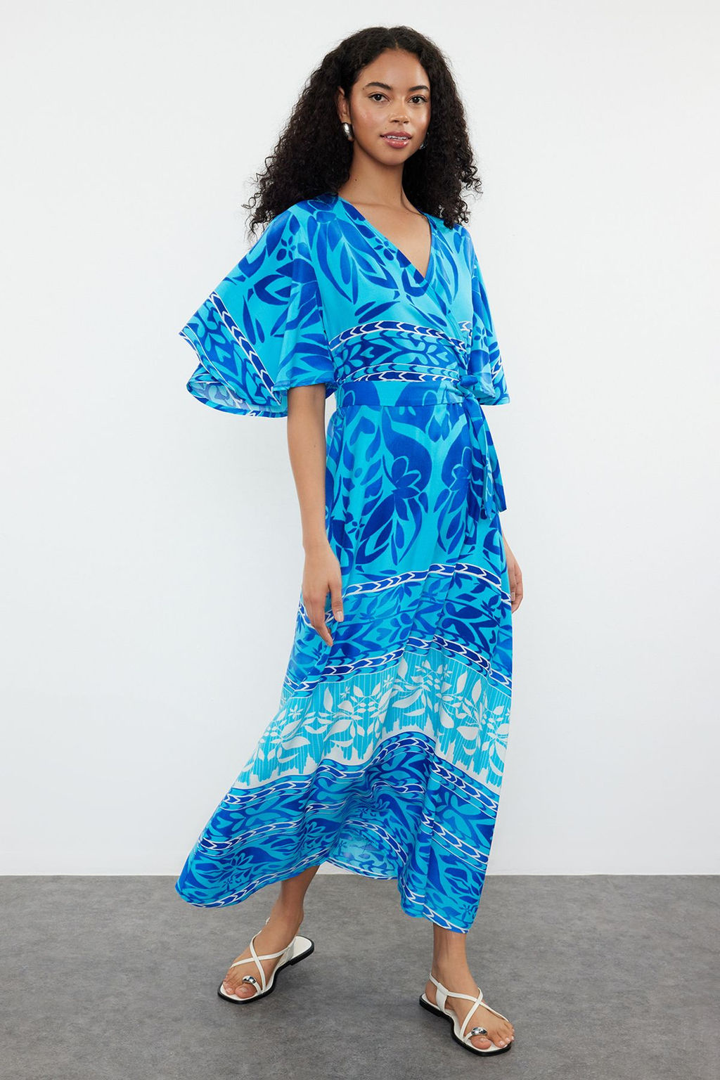 Cok Renkli Etnik Kusakl? Desenli A Kesim Kruvaze Yaka Dokuma Elbise TWOSS24EL01046 - Trendyolmilla фото 10