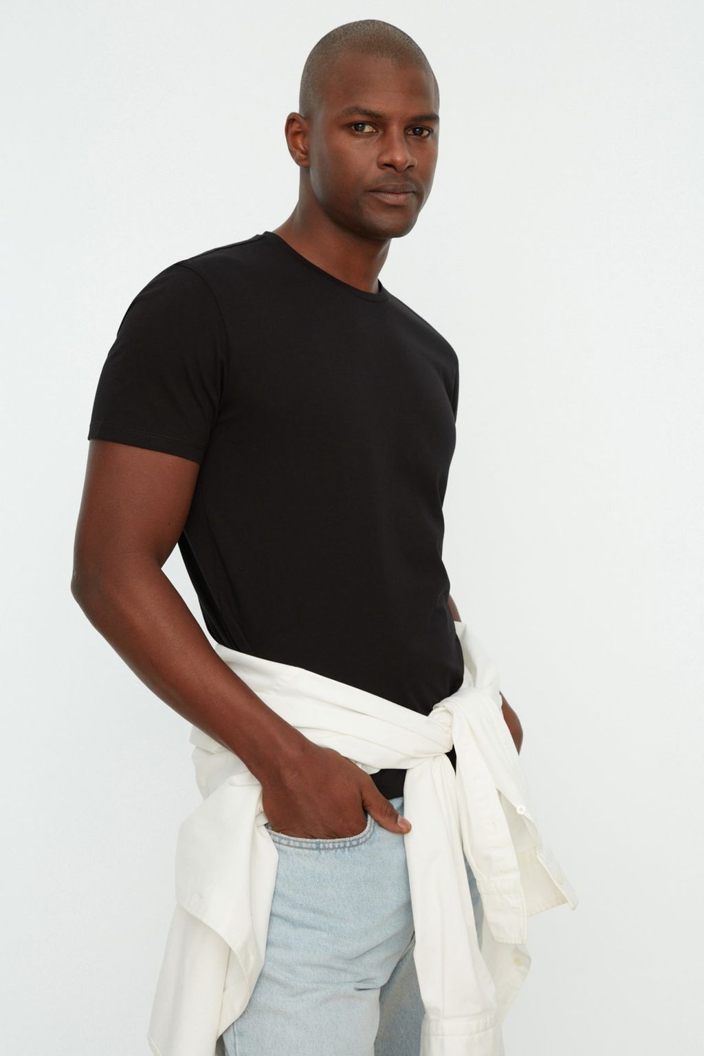 TRENDYOL MAN Siyah Slim/Dar Kesim Basic %100 Pamuklu 2li Paket Bisiklet Yaka K?sa Kollu T-Shirt TMNSS19BO0071 - Trendyolmilla фото 11