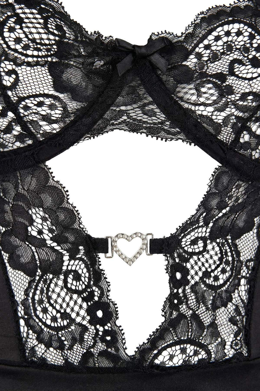 Siyah Tul Dantel Kalp Detayl? Fitted Body THMSS26BD00010 - Trendyolmilla фото 4