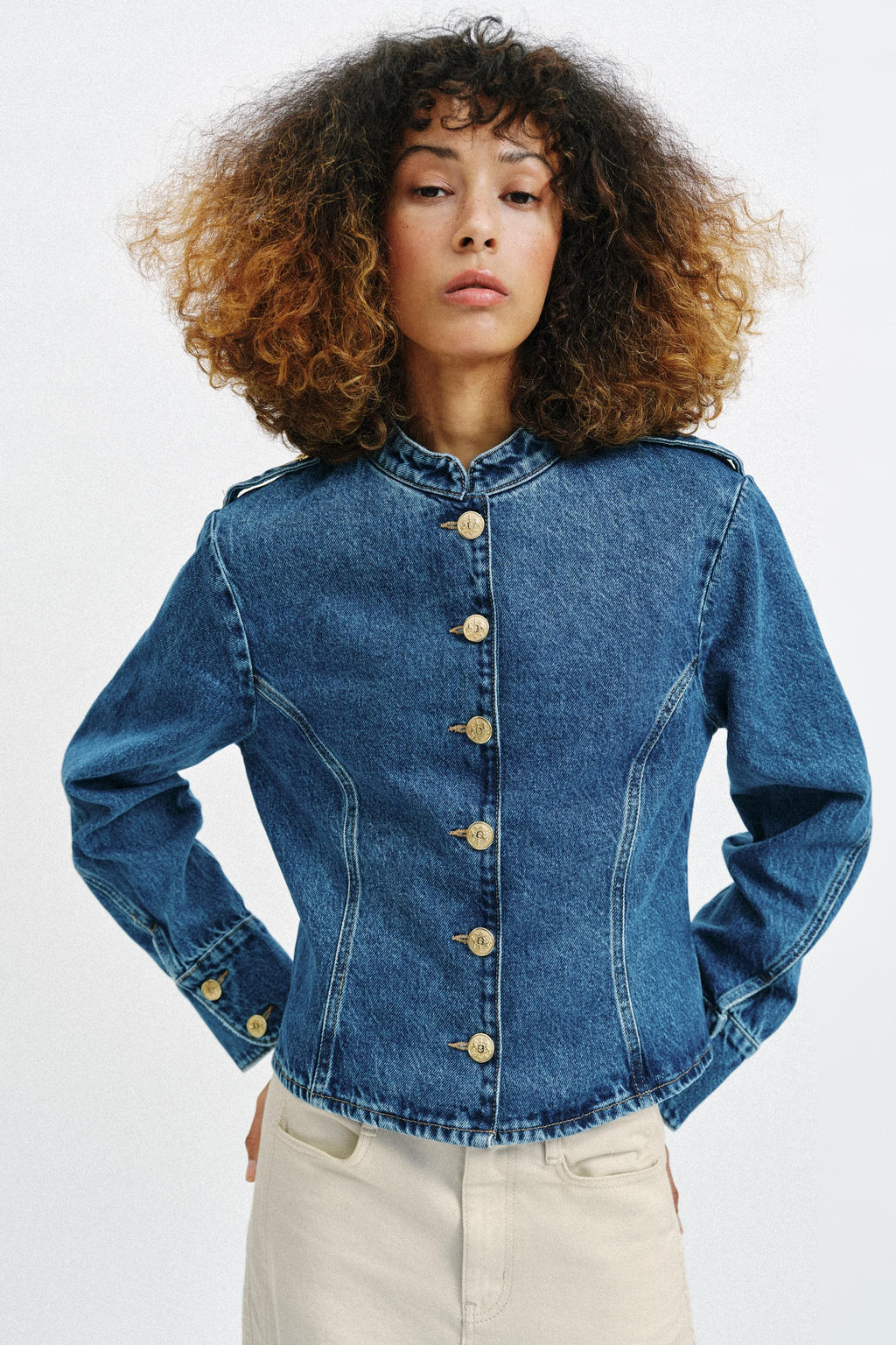 CHAQUETA Z1975 DENIM BOT?N DORADO / Azul medio - Zara фото 2