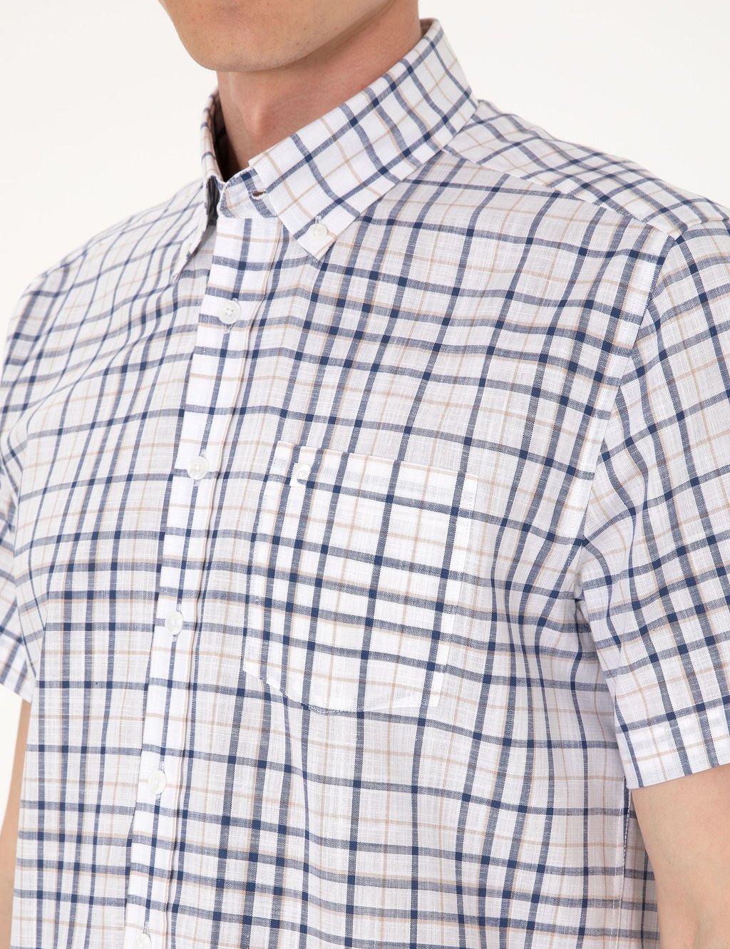 Lacivert Regular Fit K_sa Kollu Ekose G_mlek - Pierre cardin фото 7