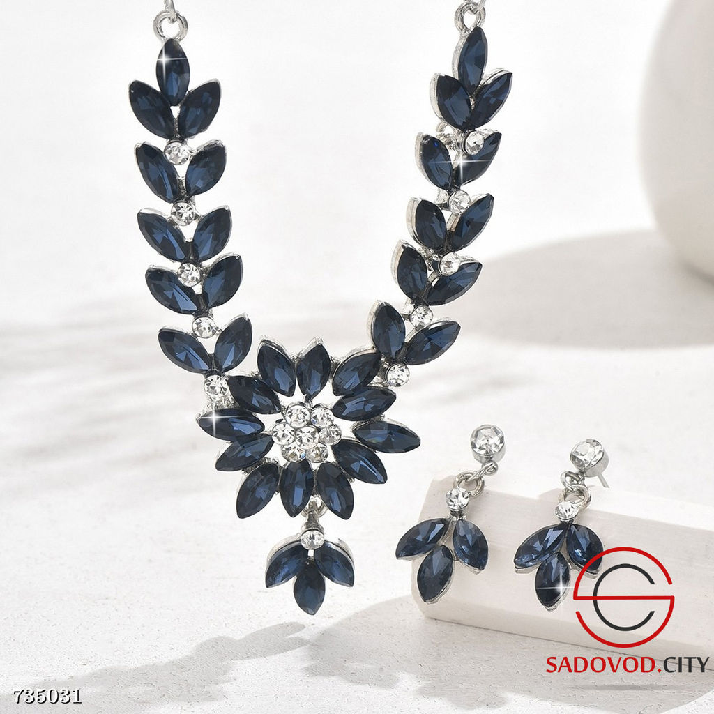 Комплект ожерелье и сережки с цветком и кристаллами - Bruno фото 2
