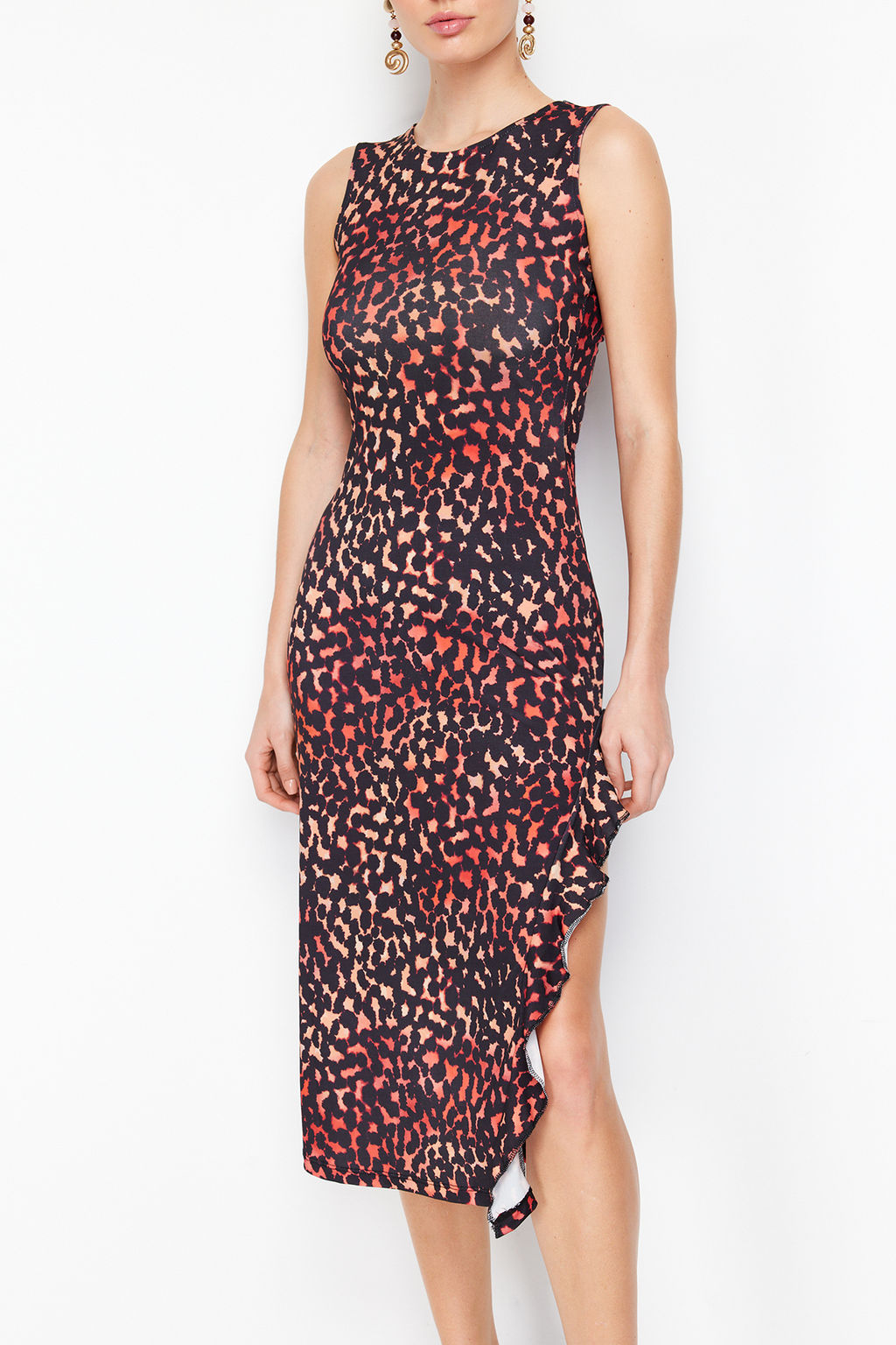 Cok Renkli Animal/Leopar Bask?l? Fitted/Vucuda Oturan Esnek Orme Maxi Kalem Elbise TWOSS24EL00584 - Trendyolmilla фото 4