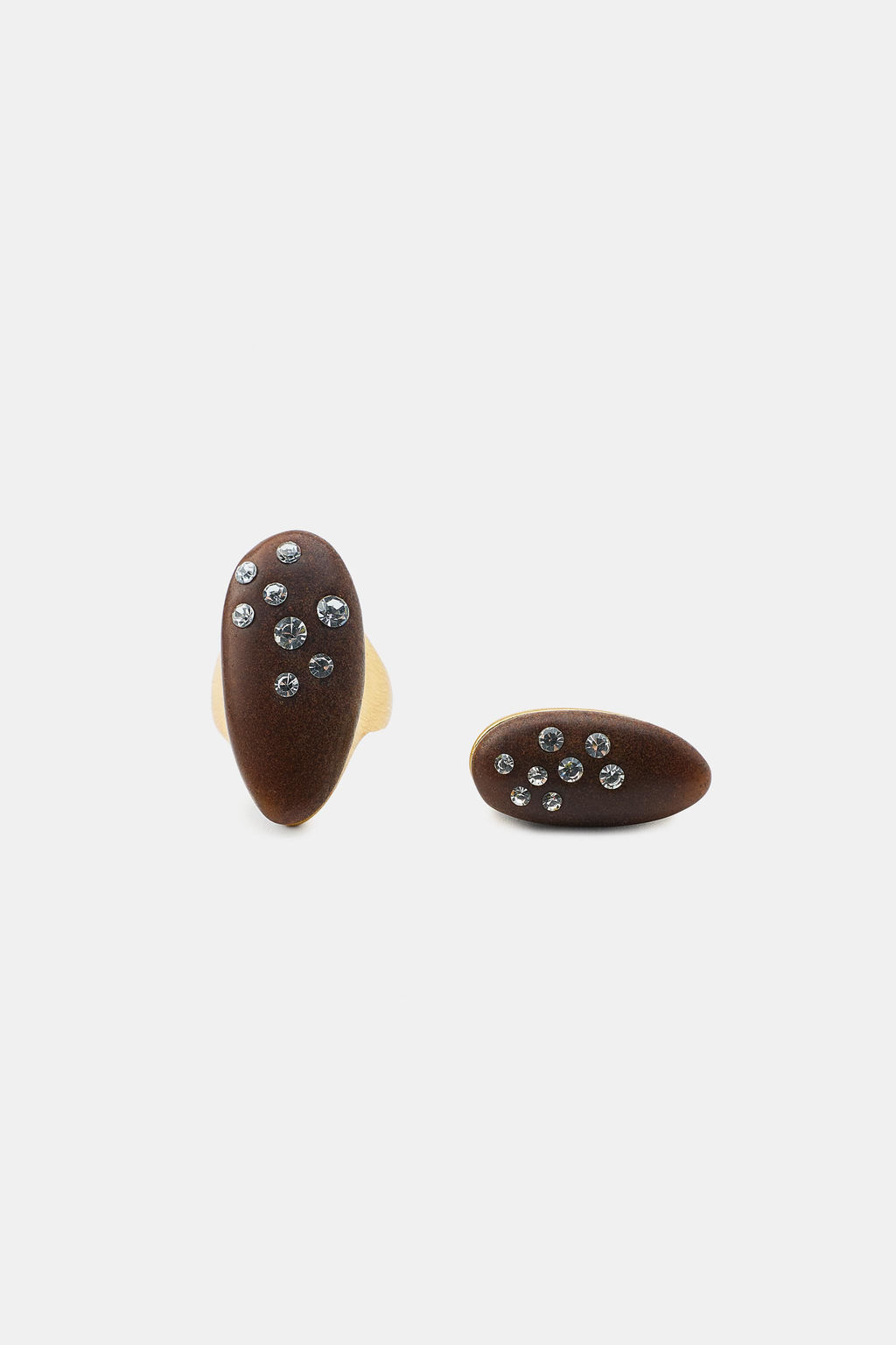 PACK OF 2 OVAL WOOD-EFFECT GLITTER RINGS - Zara фото 8