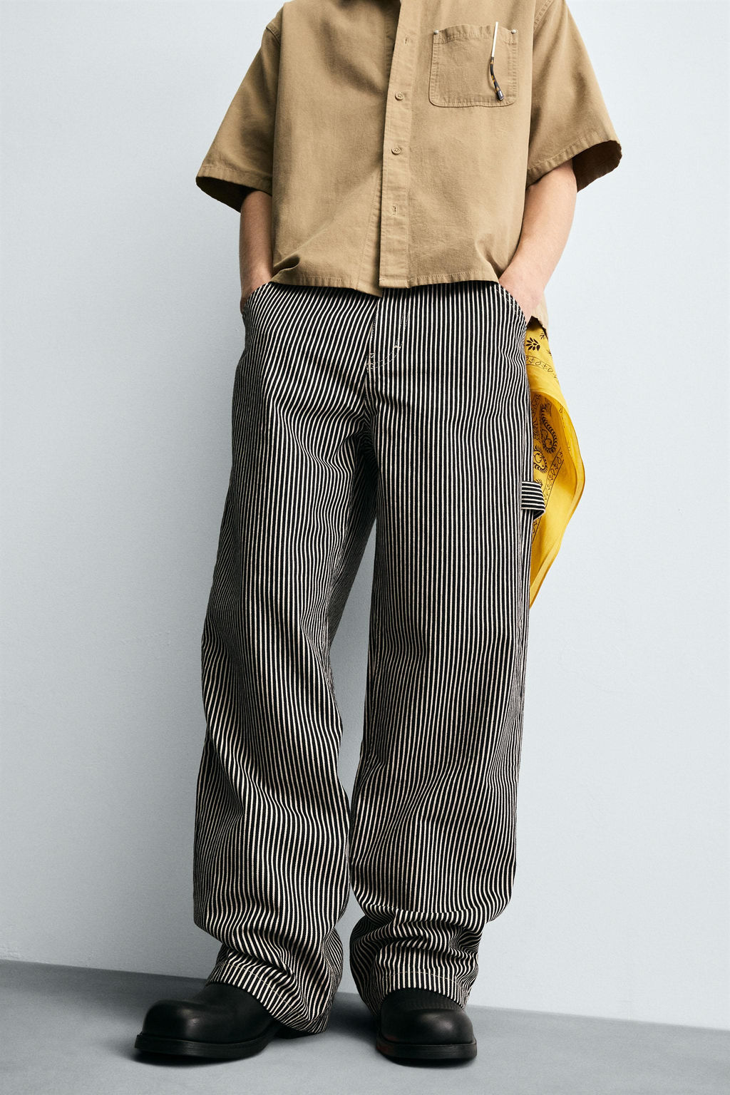 BAGGY FIT STRIPED CARPENTER TROUSERS - Zara фото 5