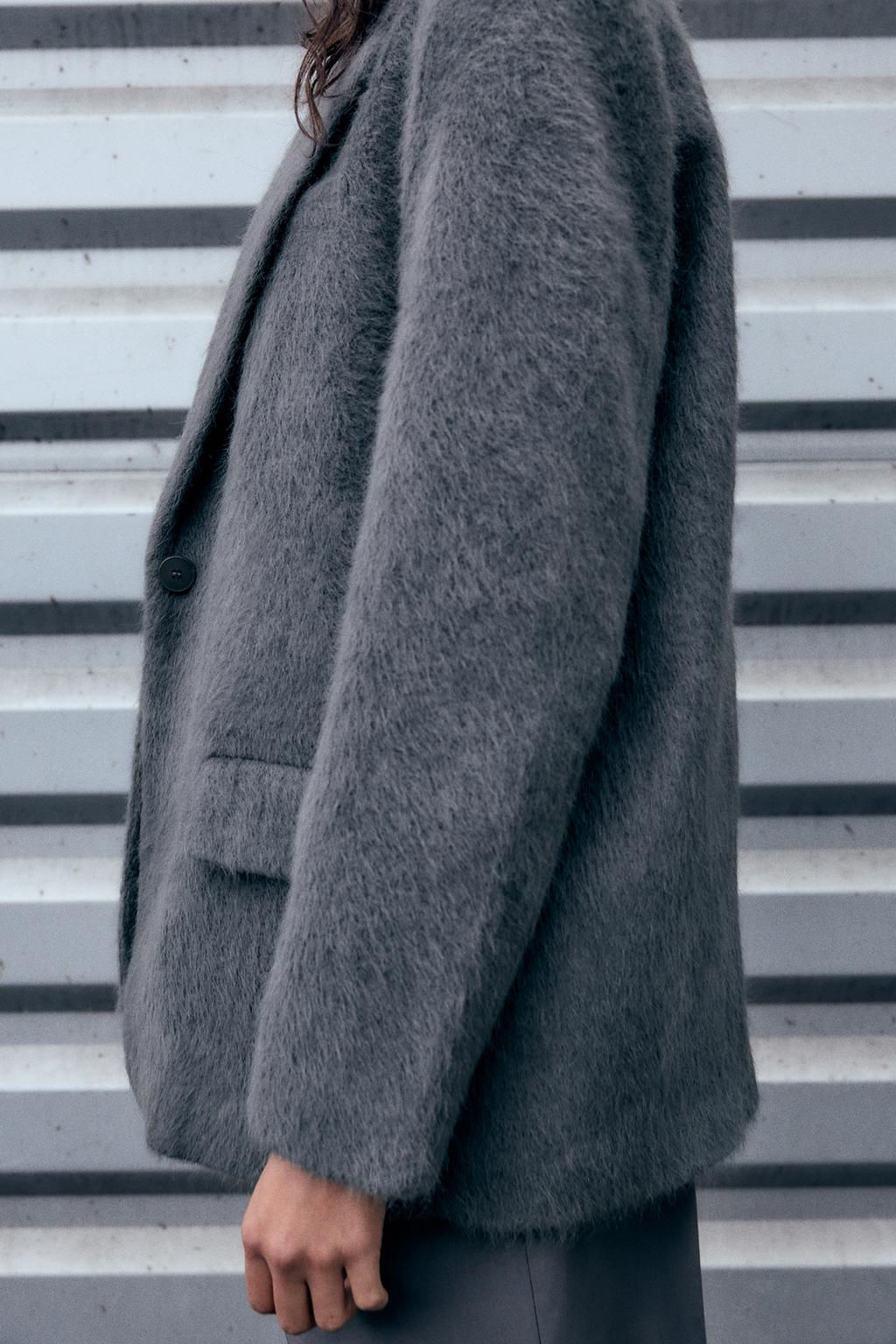 OVERSIZE SOFT FAUX-FUR BLAZER - Zara фото 3