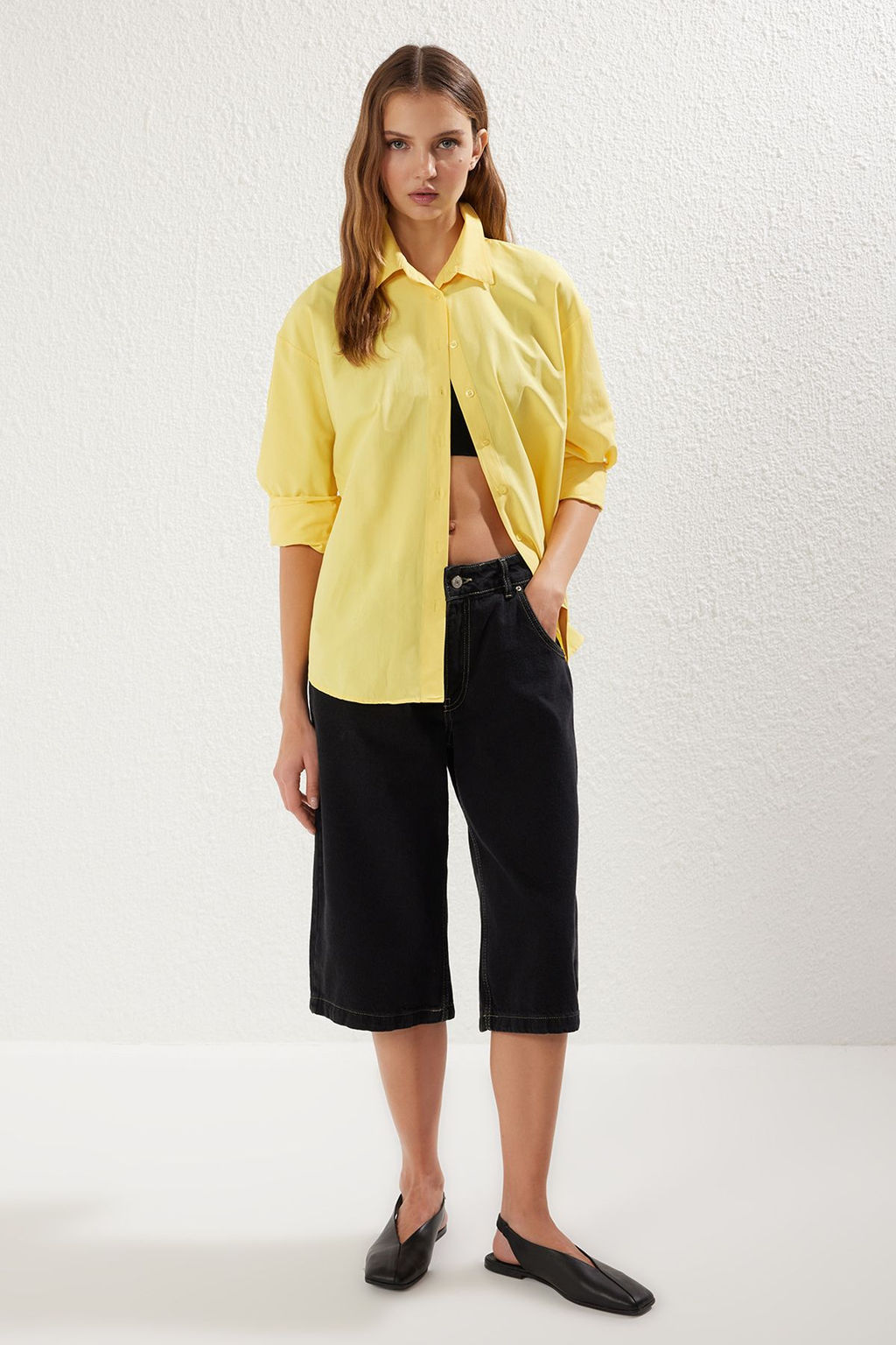 Turuncu Loose Fit Pamuklu Dokuma Gomlek TWOAW20GO0107