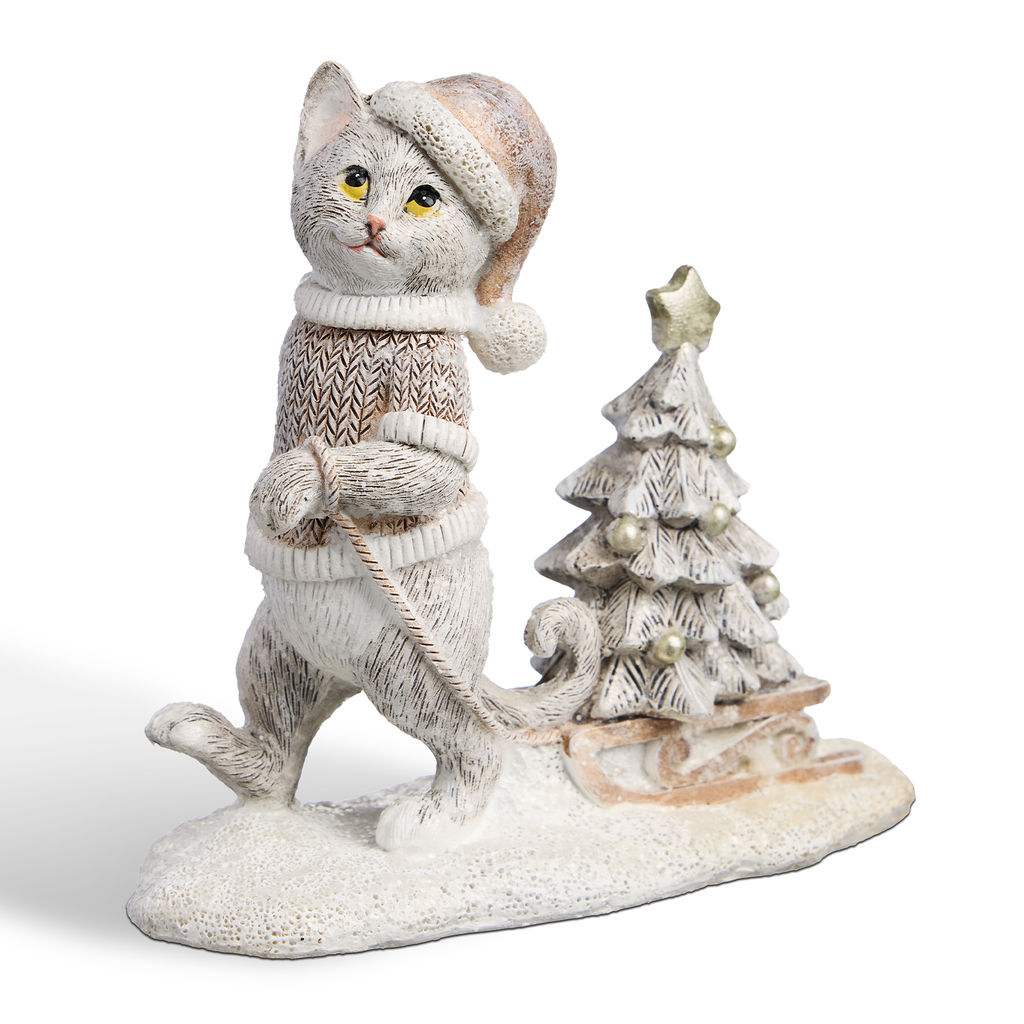 СТАТУЭТКА КОТИК С ЕЛОЧКОЙ 13Х5,5Х11,5 СМ