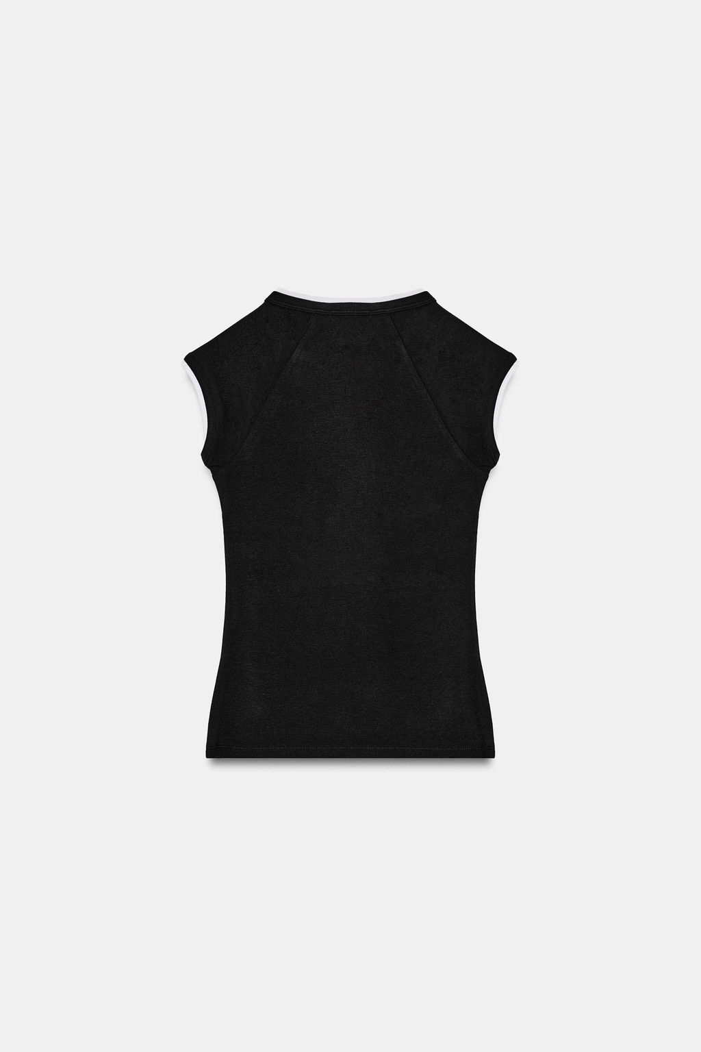 CAMISETA EFECTO DOBLE MANGA CORTA / Negro - Zara фото 6