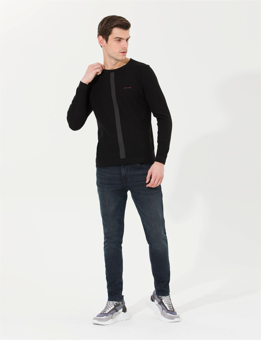Siyah Slim Fit Bisiklet Yaka Triko Kazak - Pierre cardin фото 3