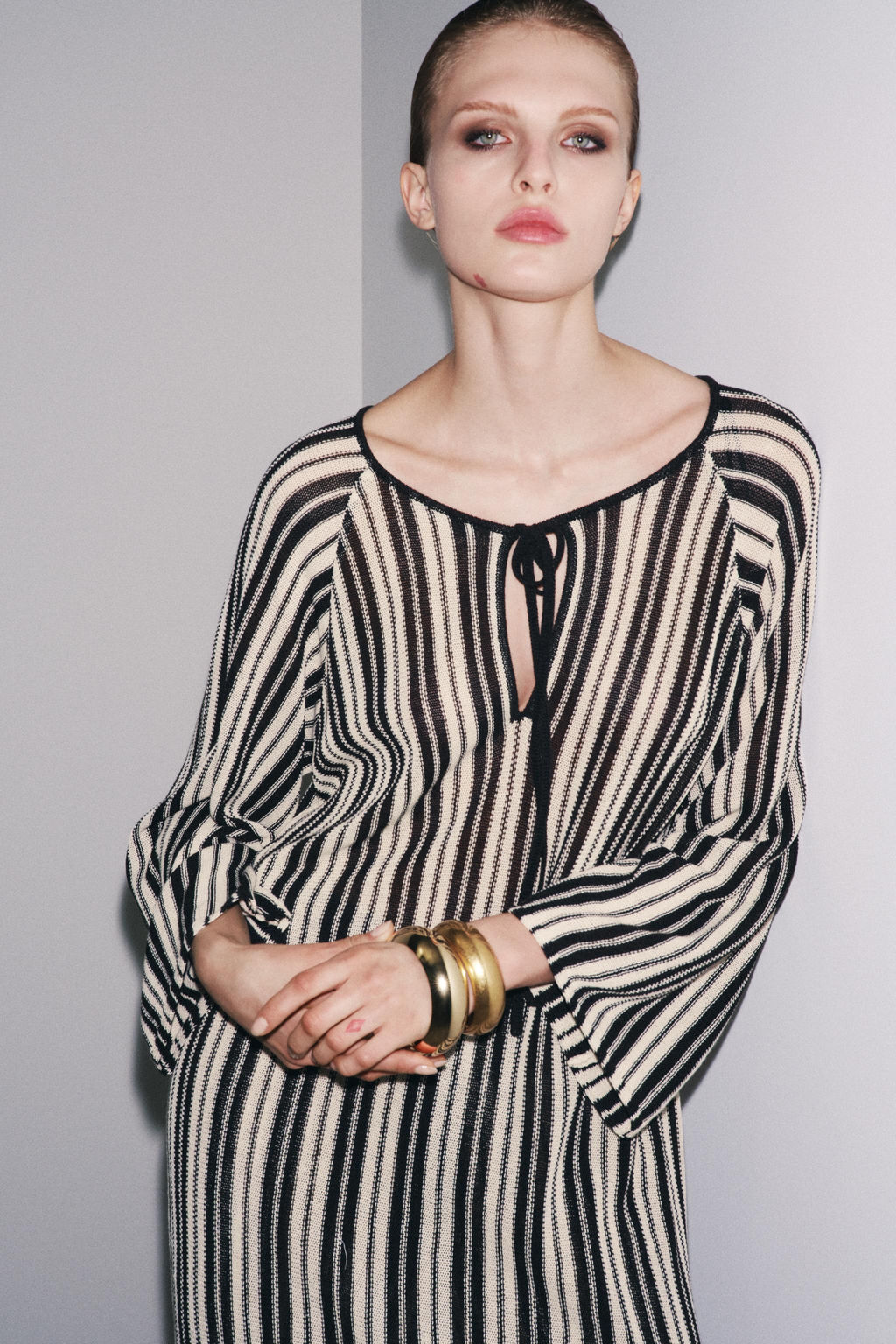 STRIPED KNIT DRESS WITH LINEN - Zara фото 12