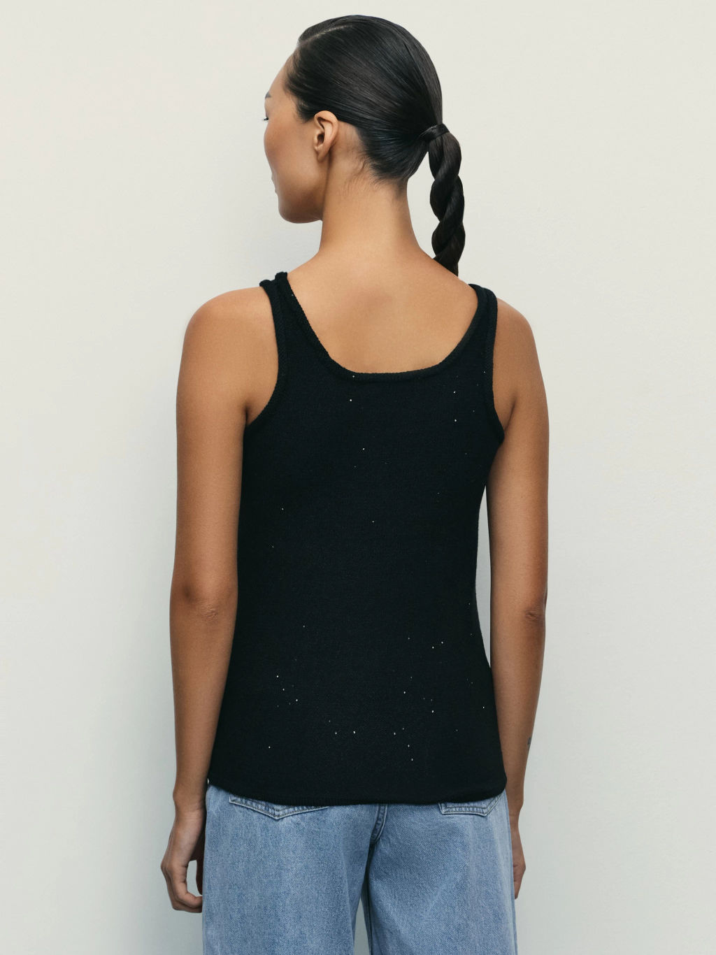 Вязаный топ из хлопка с пайетками / Zarina  фото 5