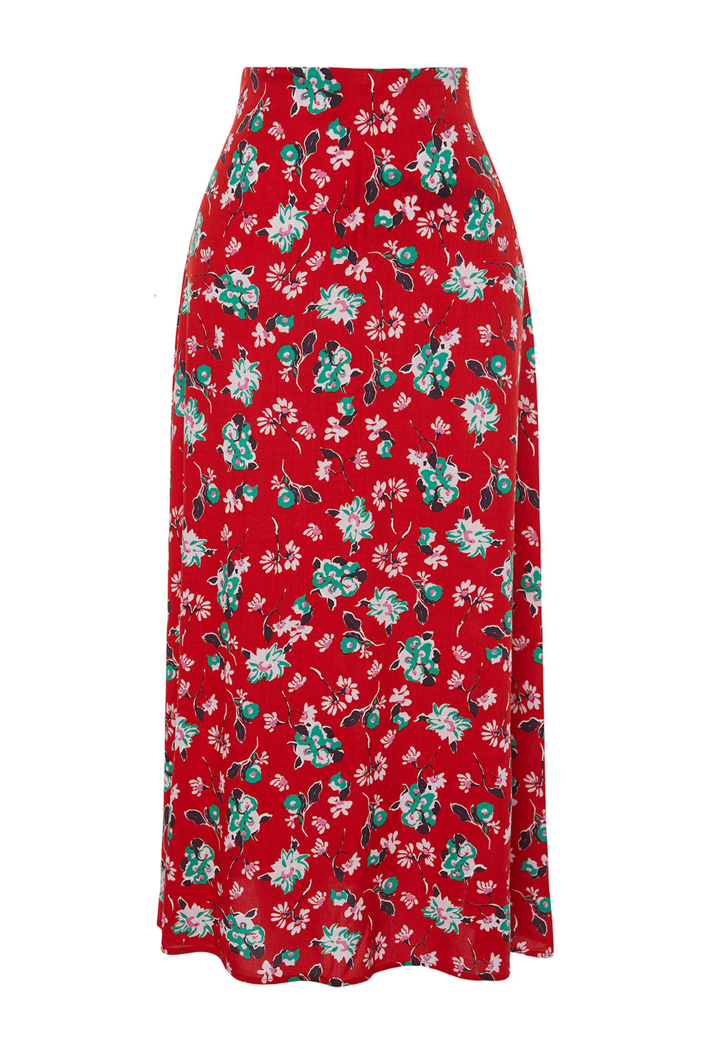 TRENDYOLMILLA Mavi Cicek Desenli Viskon Kumasl? Midi Boy Dokuma Etek TWOSS23ET00295 фото 7