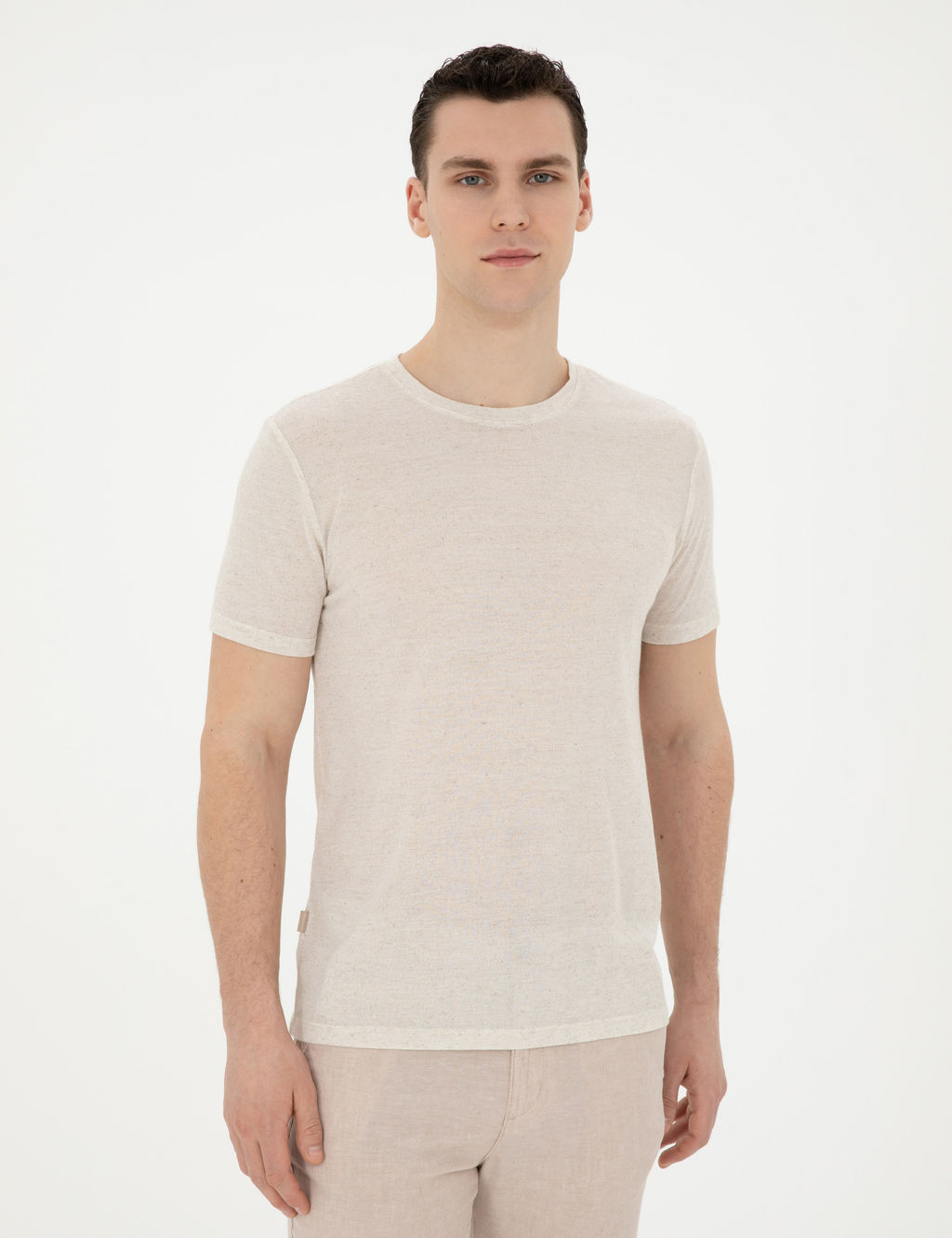 Bej Slim Fit Basic Ti__rt