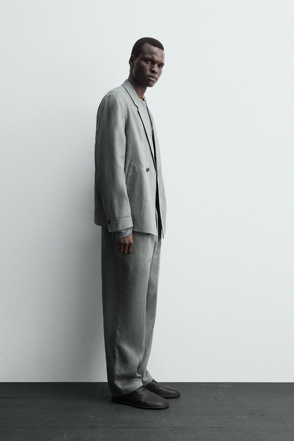 DOUBLE-BREASTED 100% LINEN SUIT BLAZER - Zara фото 4