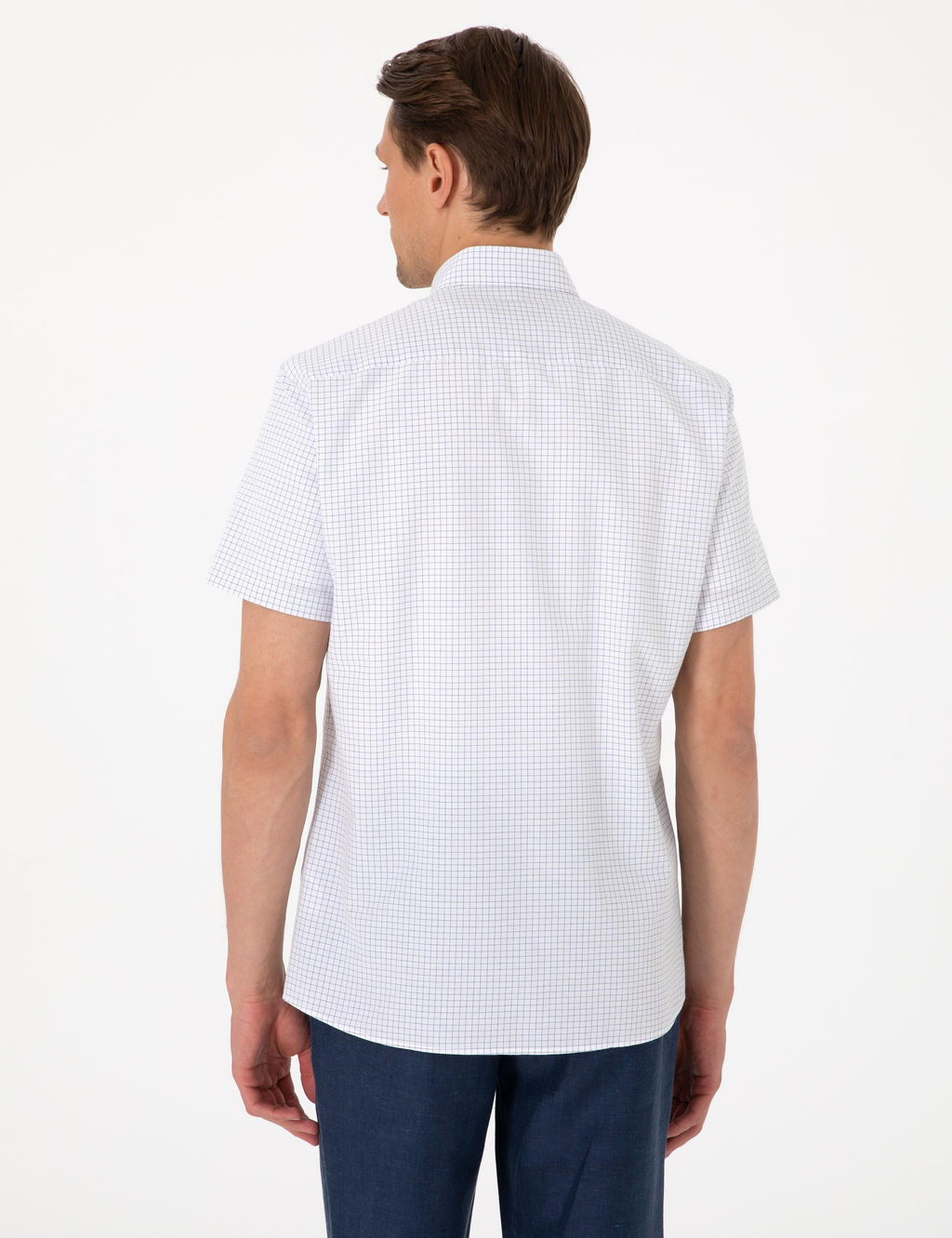Lacivert Kareli Regular Fit K_sa Kollu G_mlek - Pierre cardin фото 5