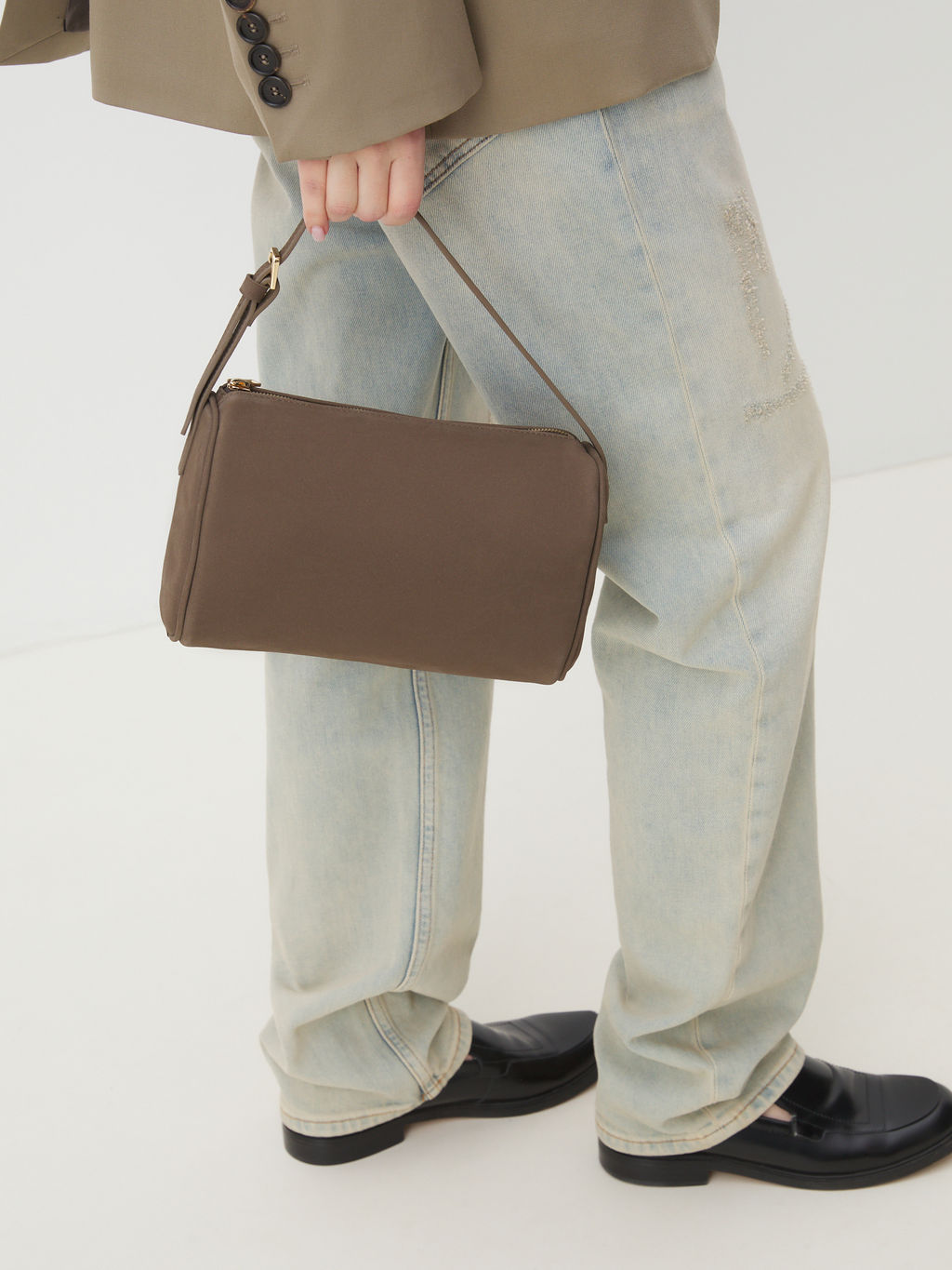 Женская сумка с ручкой MAISON DAVID MARY Артикул 4489083, серовато-коричневый  фото 5