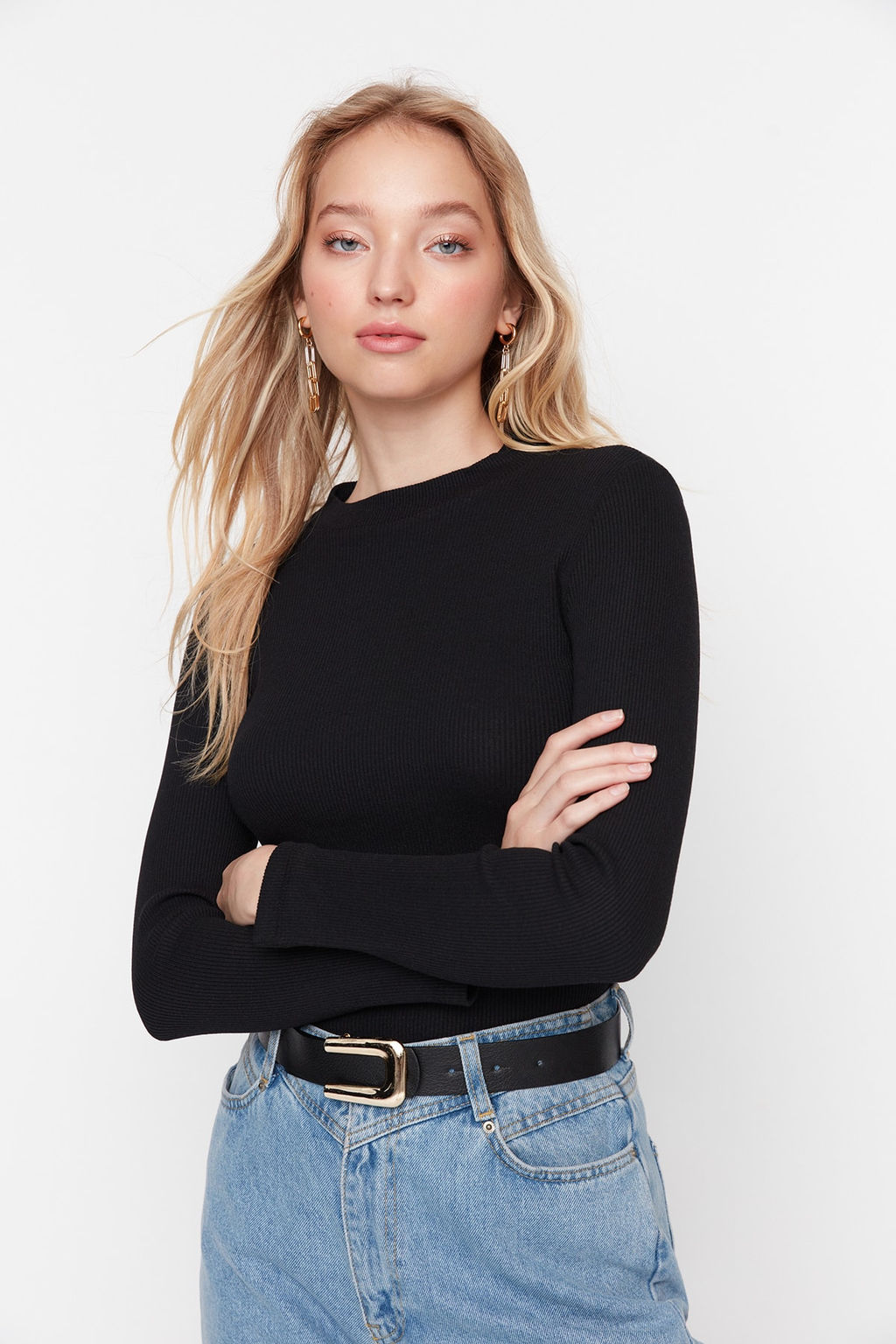 TRENDYOLMILLA Beyaz Fitted/Vucuda Oturan Dik Yaka Fitilli Alttan C?tc?tl? Esnek Orme Body TWOAW20BD0011 фото 11