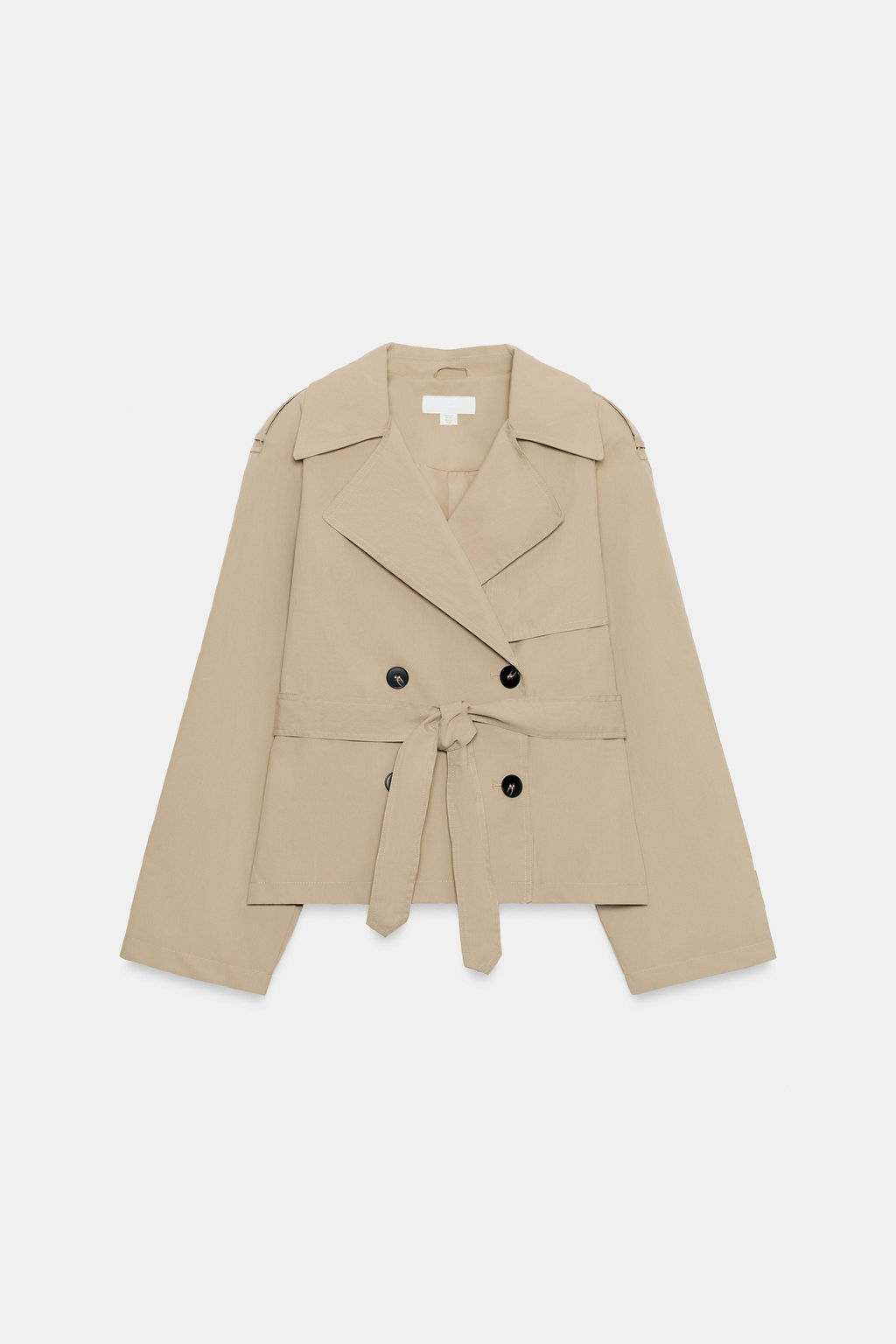 TRENCH CORTA HOMBRERAS CINTUR?N / Camel claro