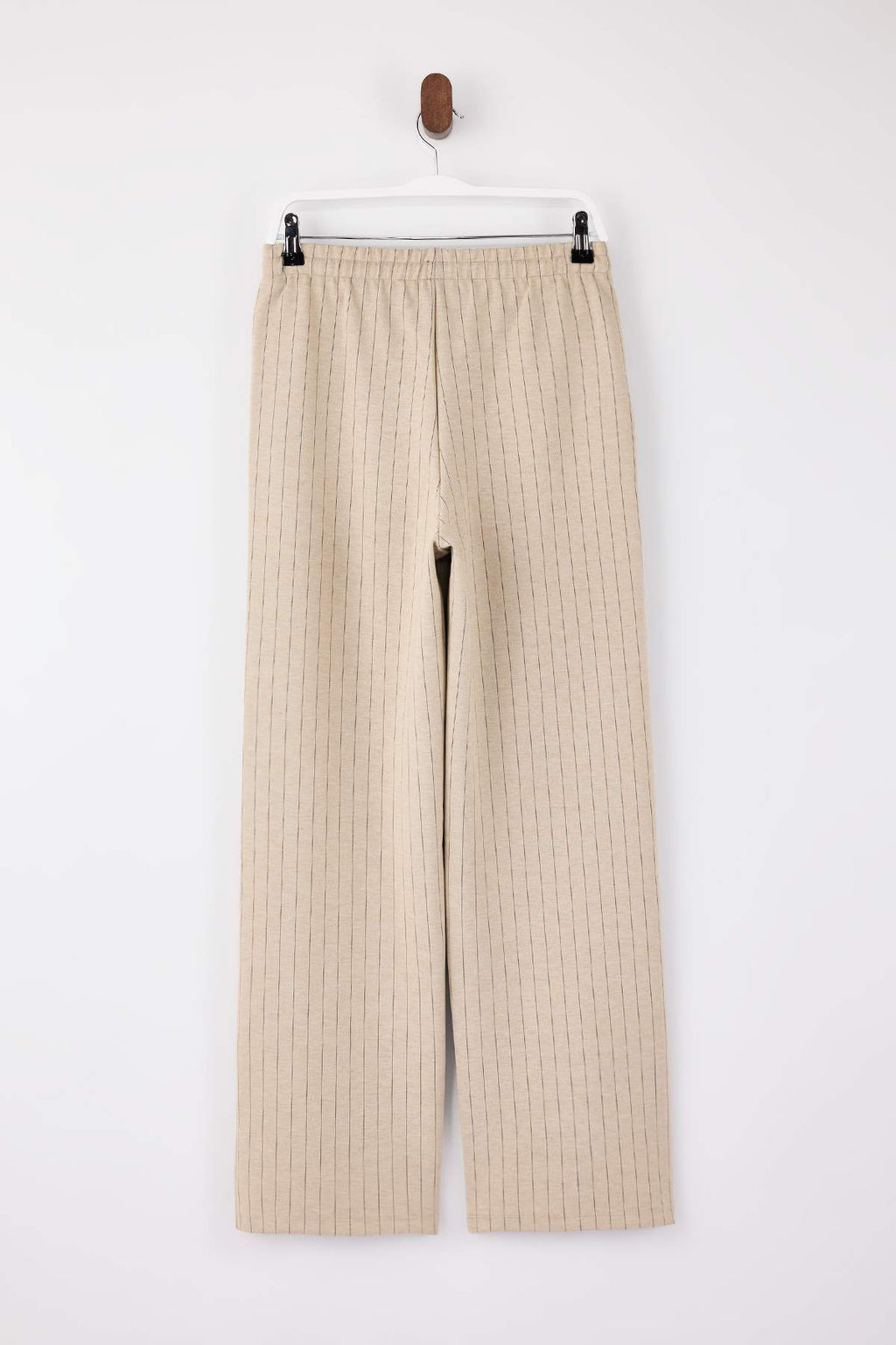 TRENDYOLMILLA Siyah Kal?n Cizgili Straight/Duz Kesim Esnek Pantolon TWOSS24PL00072 фото 23