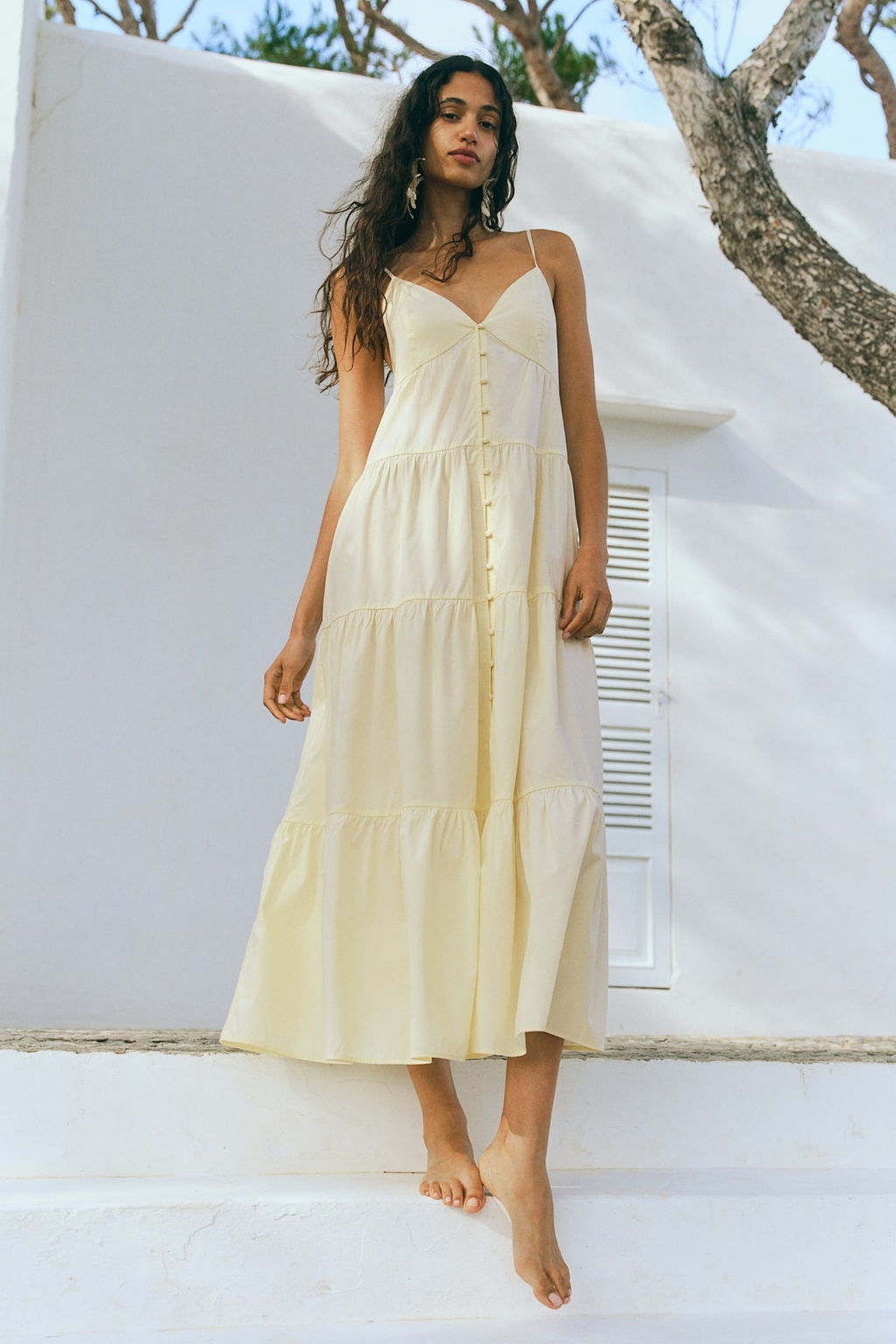 Vestido escalonado con tirantes espagueti - H&m фото 3