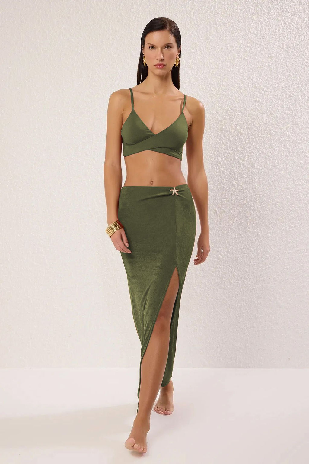 Haki Orme Aksesuar Detayl? Maxi Plaj Etek TBESS25ET00000