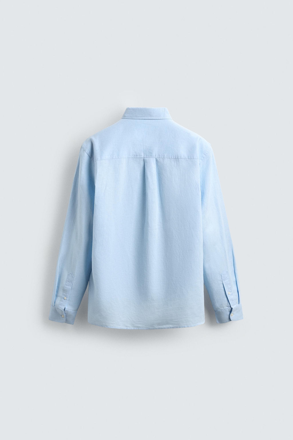 CAMISA REGULAR FIT LINO - ALGOD?N / Celeste - Zara фото 8