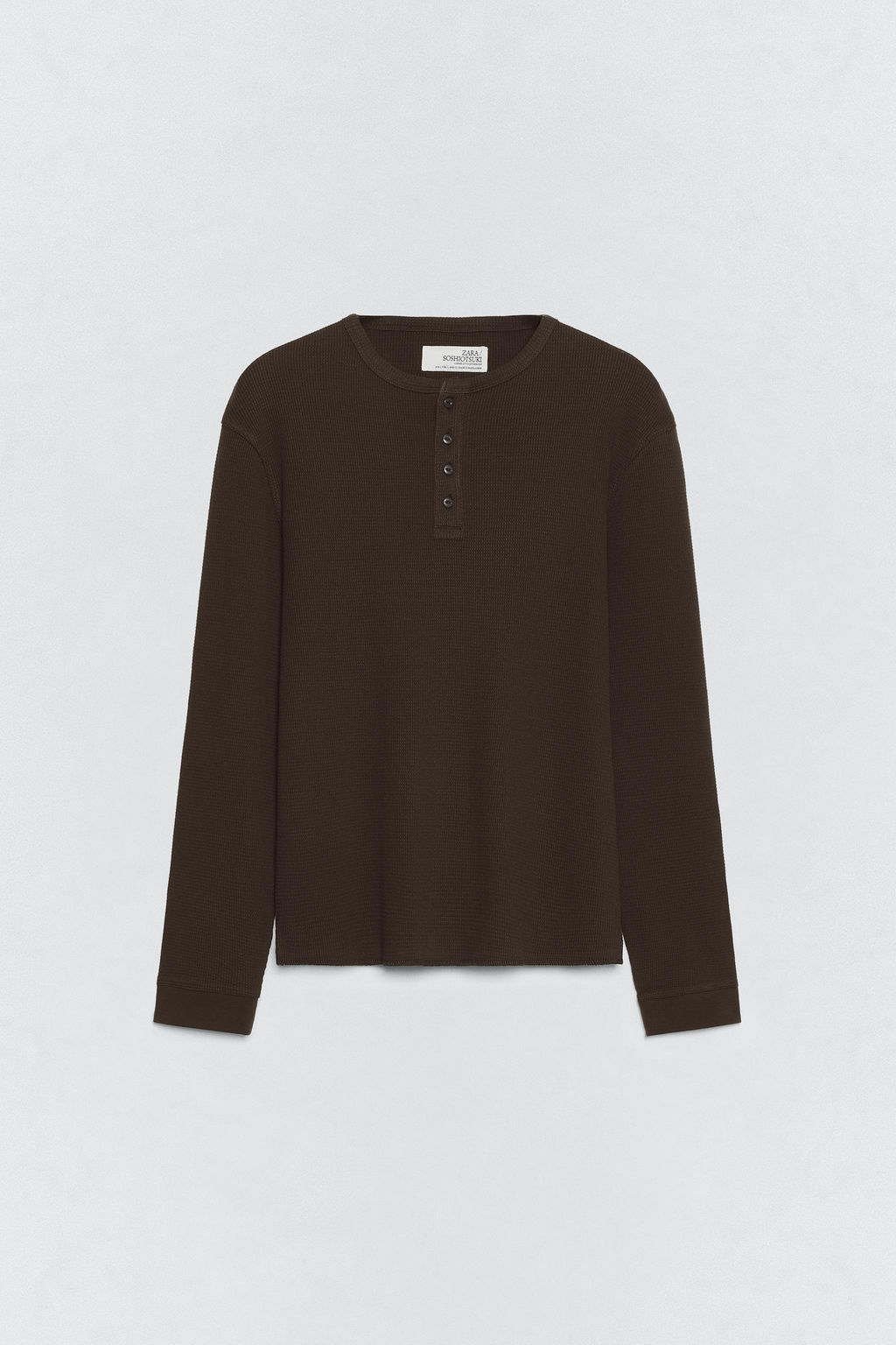 SOSHIOTSUKI x ZARA WAFFLE-KNIT HENLEY T-SHIRT