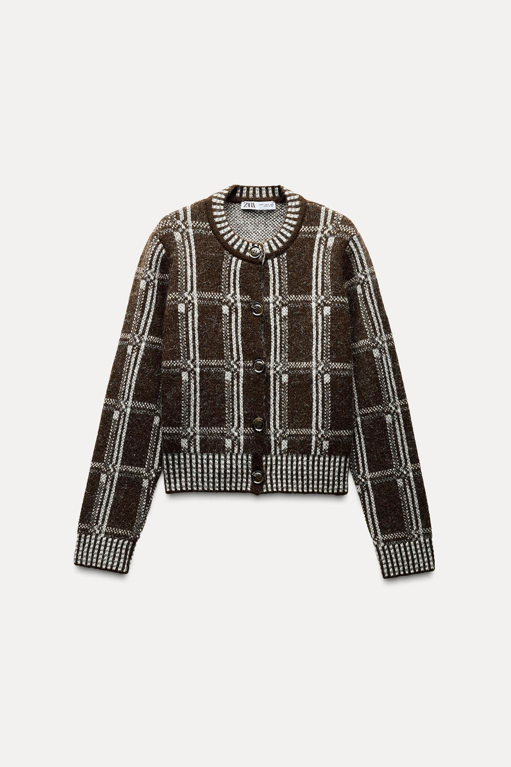 CHECKED KNIT CARDIGAN - Zara фото 4