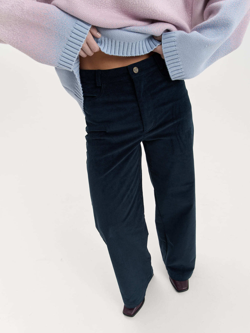 Брюки вельветовые "Темный петроль" женские