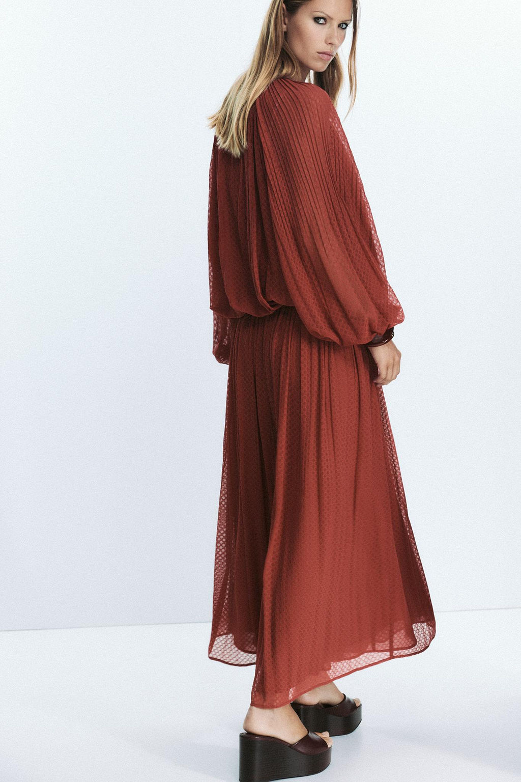 BELTED PLEATED MIDI SKIRT - Zara фото 6