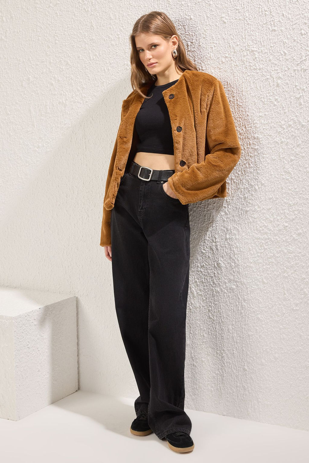 Trendyolmilla Ekru Regular Kurk Ceket Mont TWOSS25MO00033  фото 3