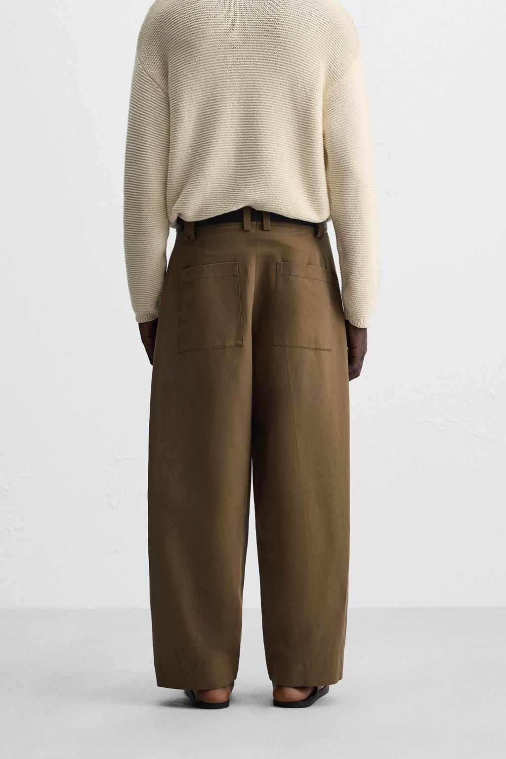 COTTON - LINEN BALLOON FIT TROUSERS - Zara фото 12