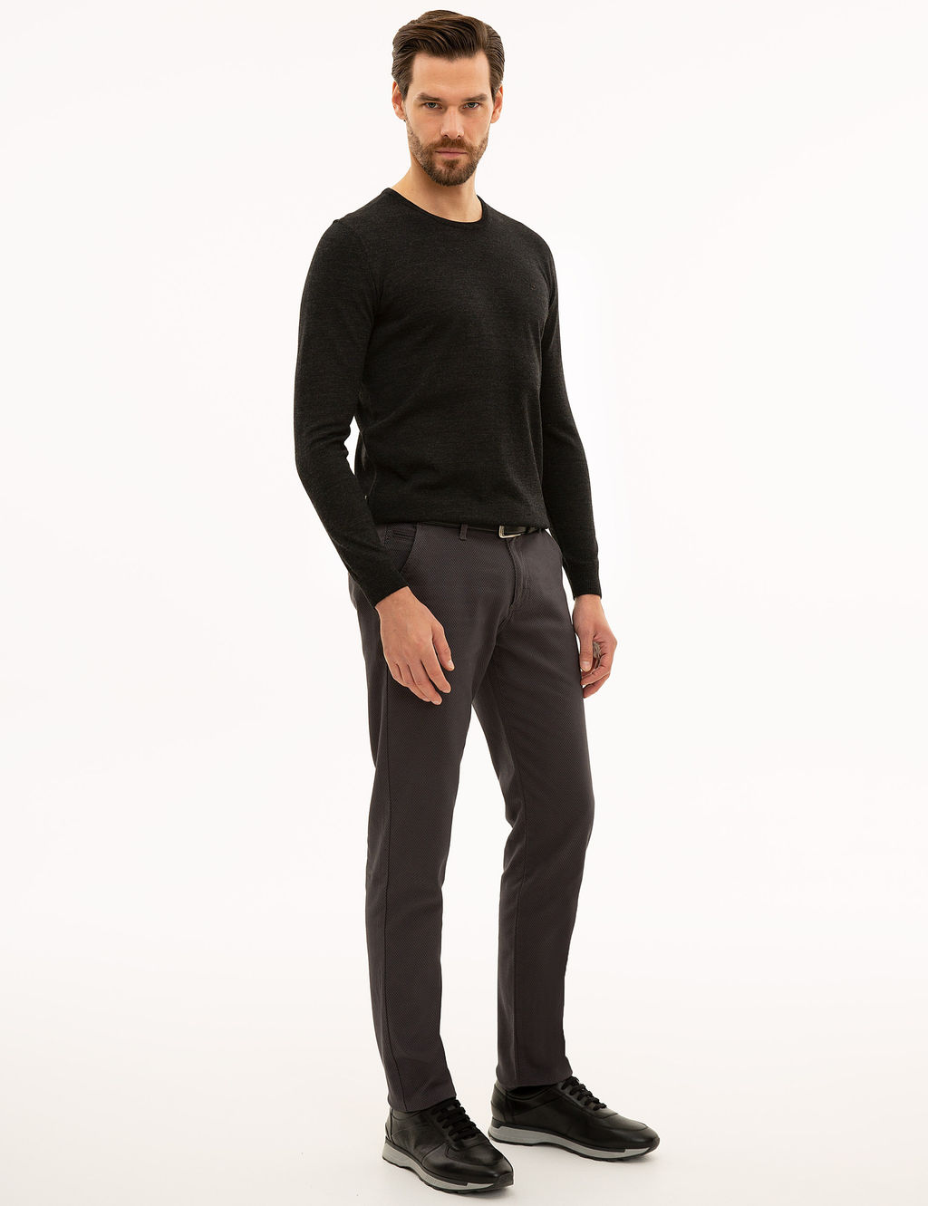 Antrasit Slim Fit Kanvas Pantolon