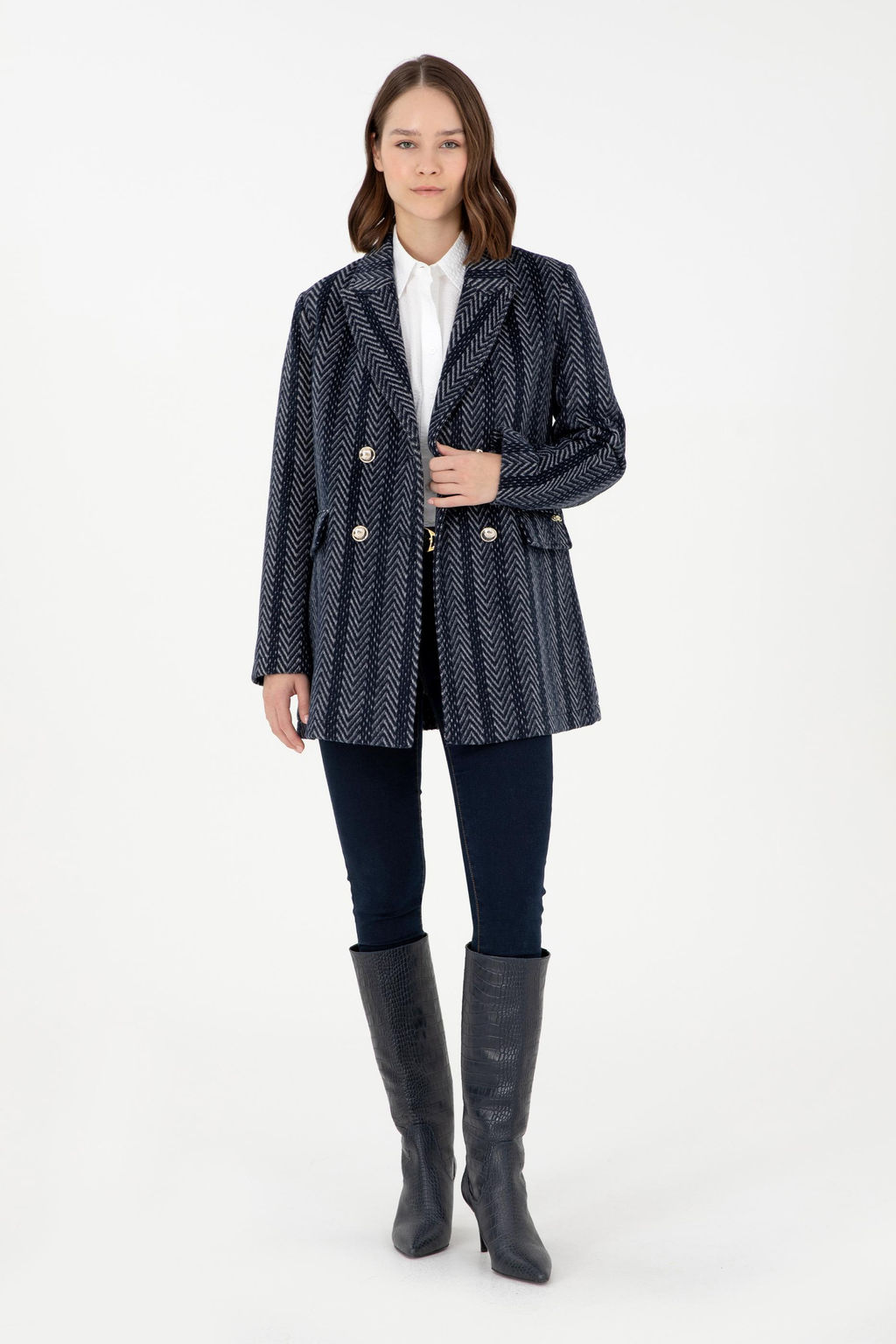 Женское темно-синее пальто Stash - U.s. polo assn фото 4