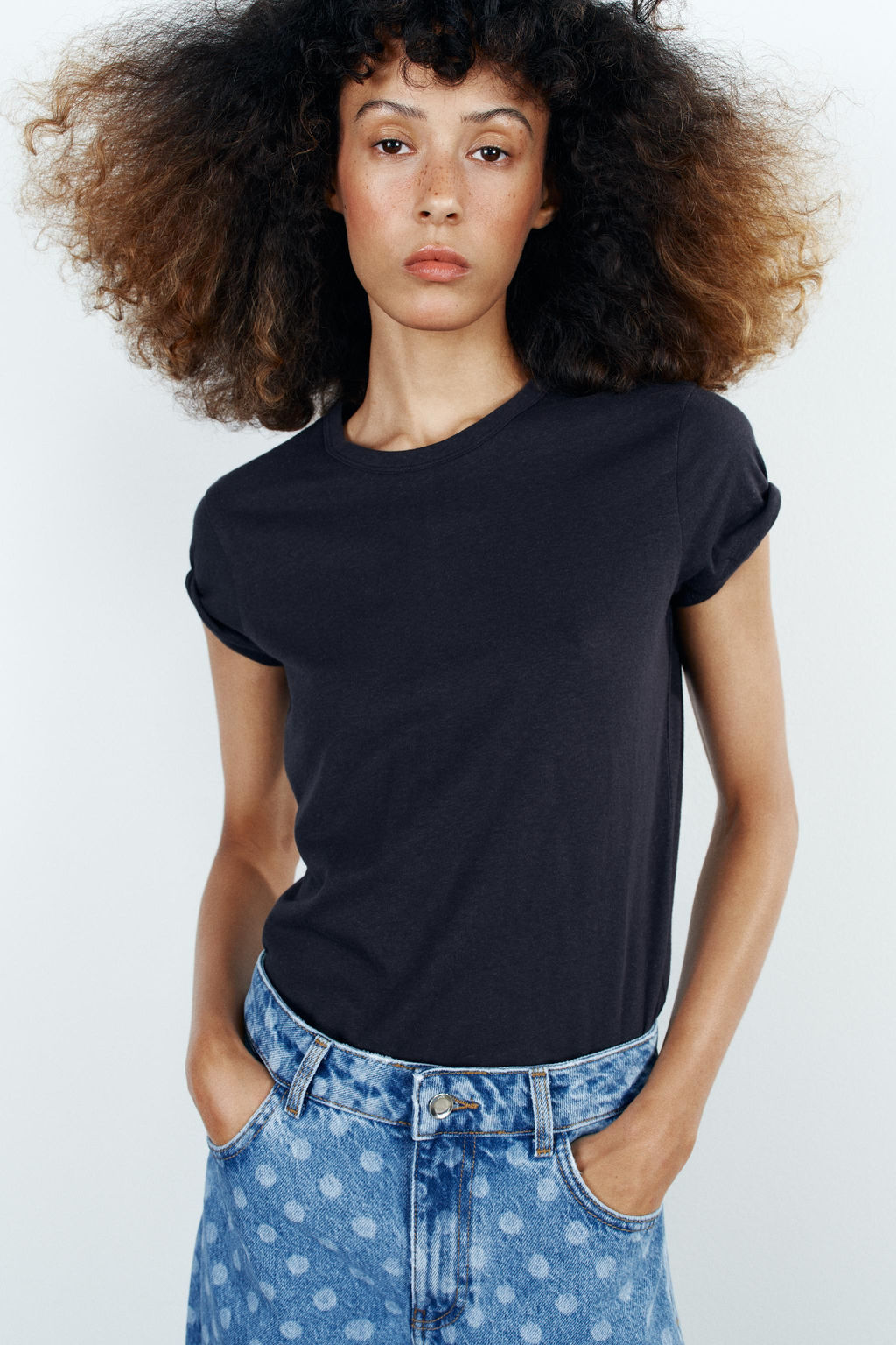 CAMISETA MANGA CORTA ALGOD?N / Marino - Zara фото 2