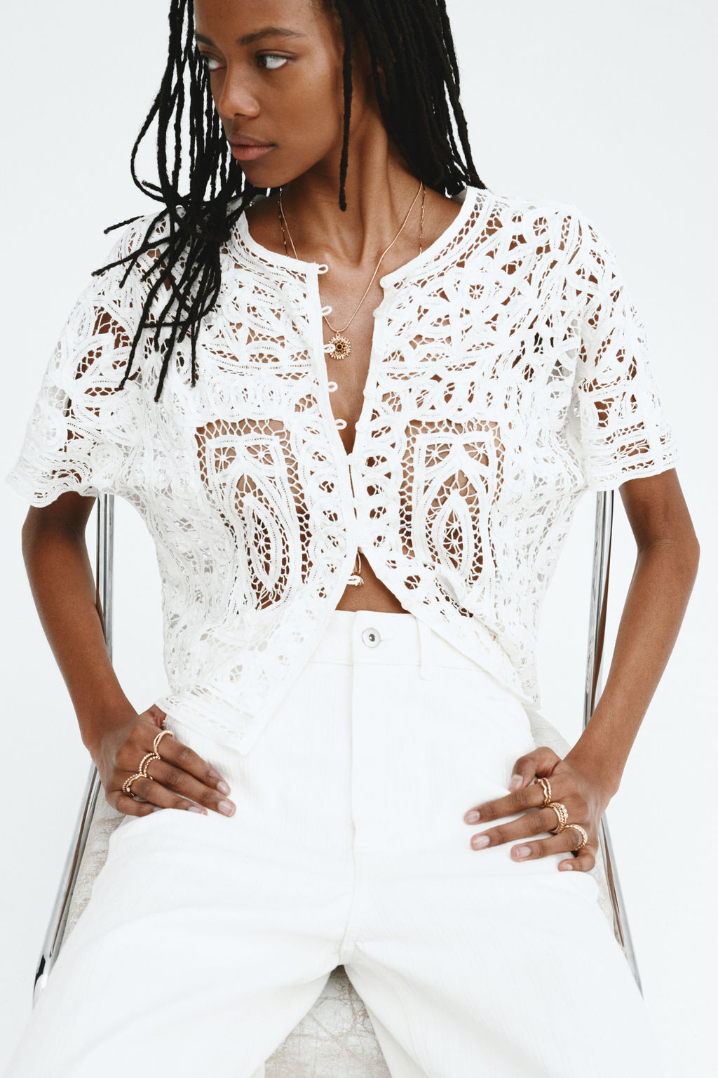 Blusa oversize efecto crochet - H&m фото 7