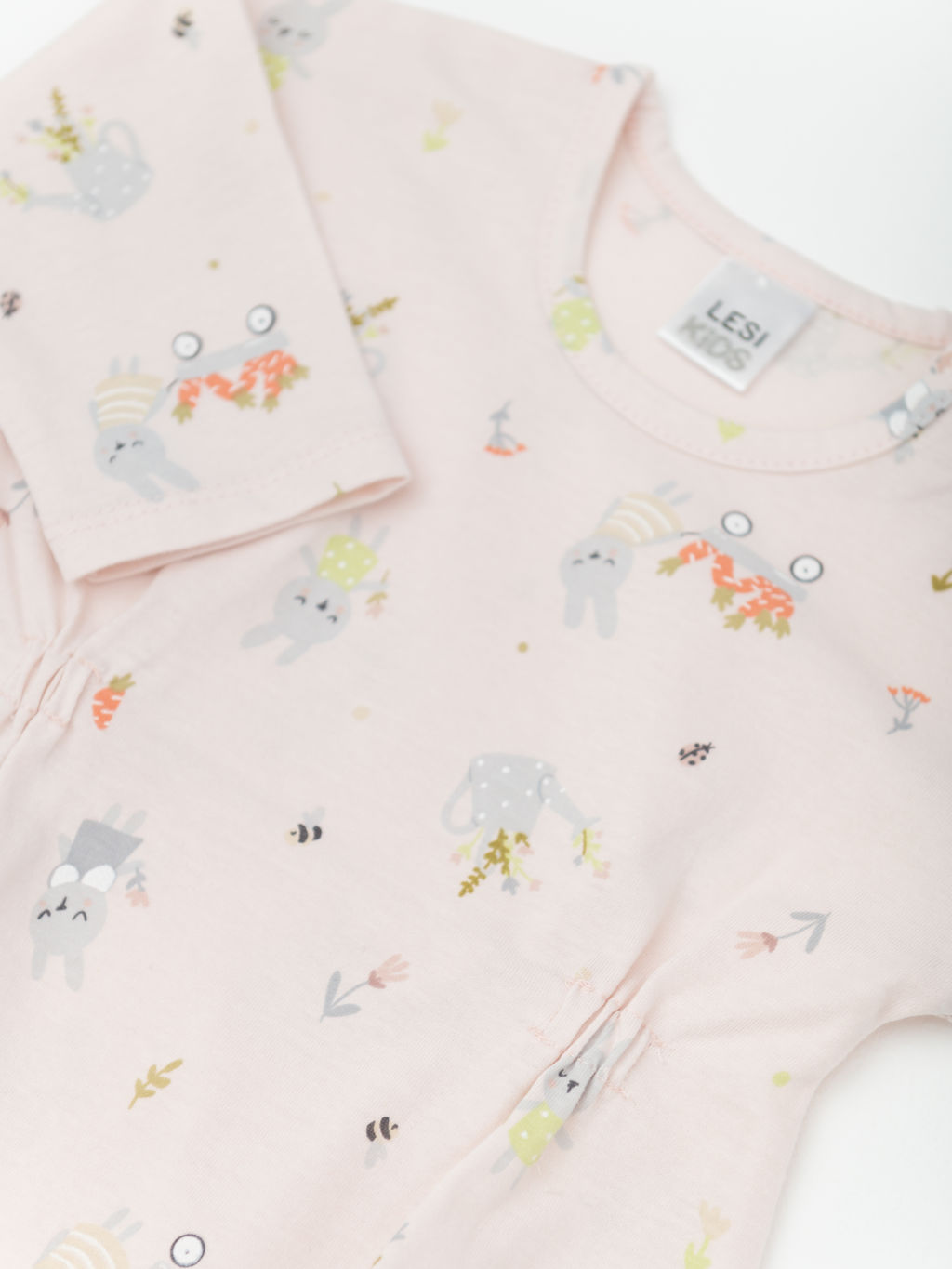 Комбинезон для девочки с длиным рукавом 2шт., бел/роз - Lesi kids фото 2
